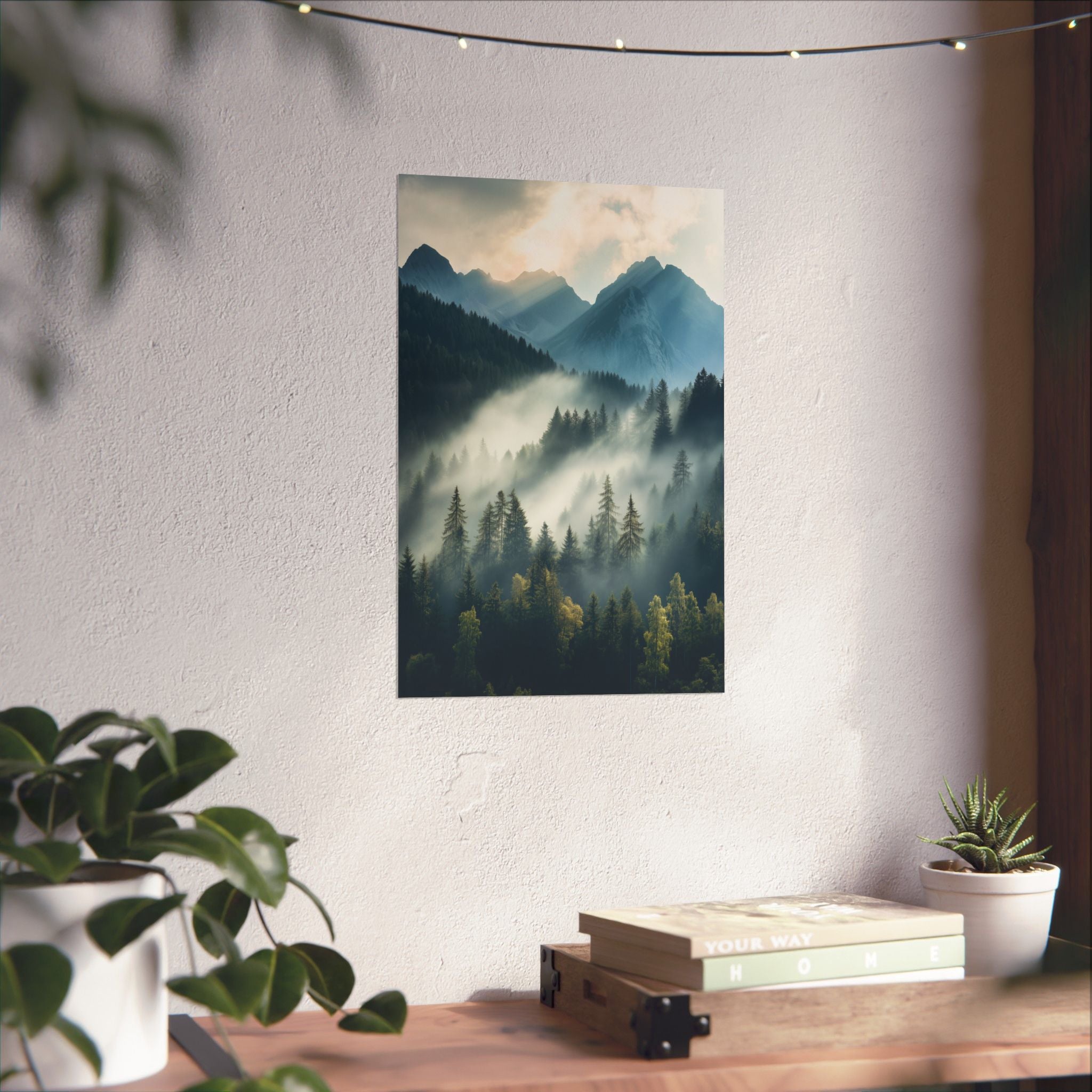 Misty Mountain Dreamscape Poster Wall Art - SynthFrame