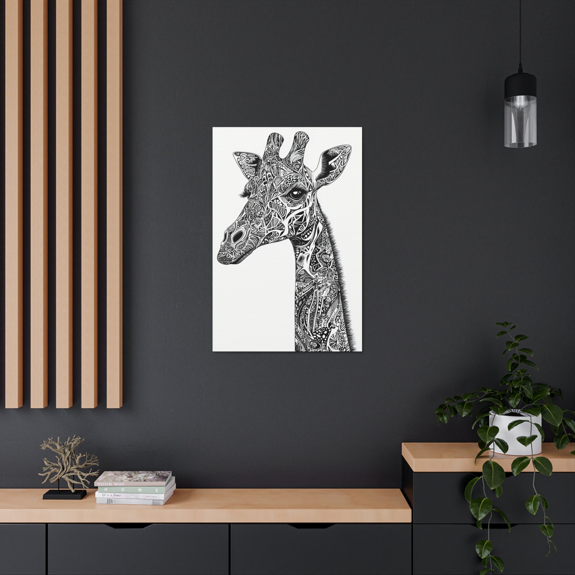 Zentangle Giraffe Canvas Wall Art - SynthFrame