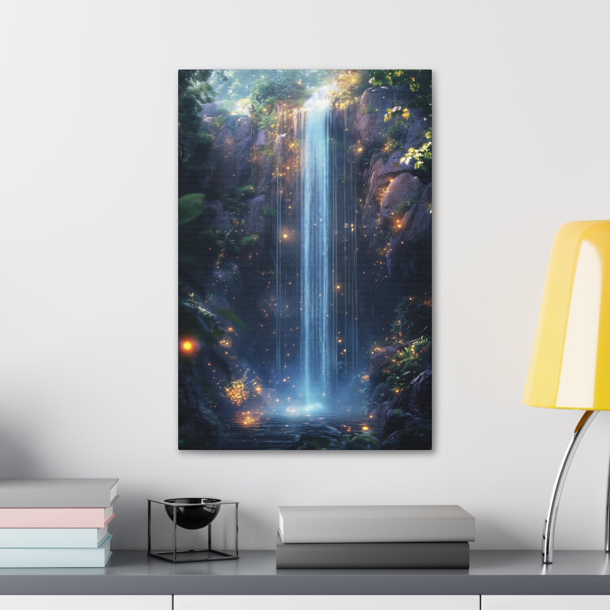 Enchanted Waterfall Oasis Canvas Wall Art - SynthFrame