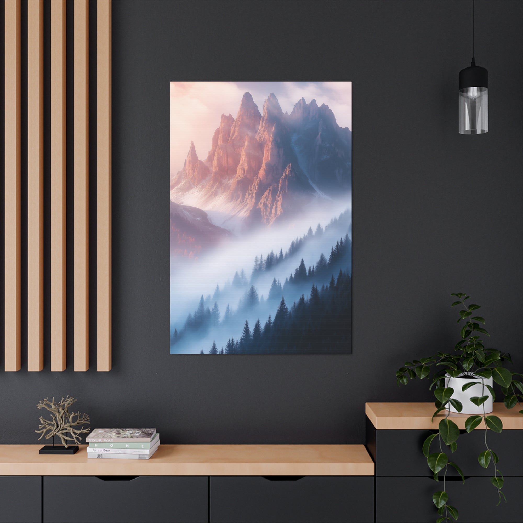 Misty Mountain Dreamscape Canvas Wall Art - SynthFrame