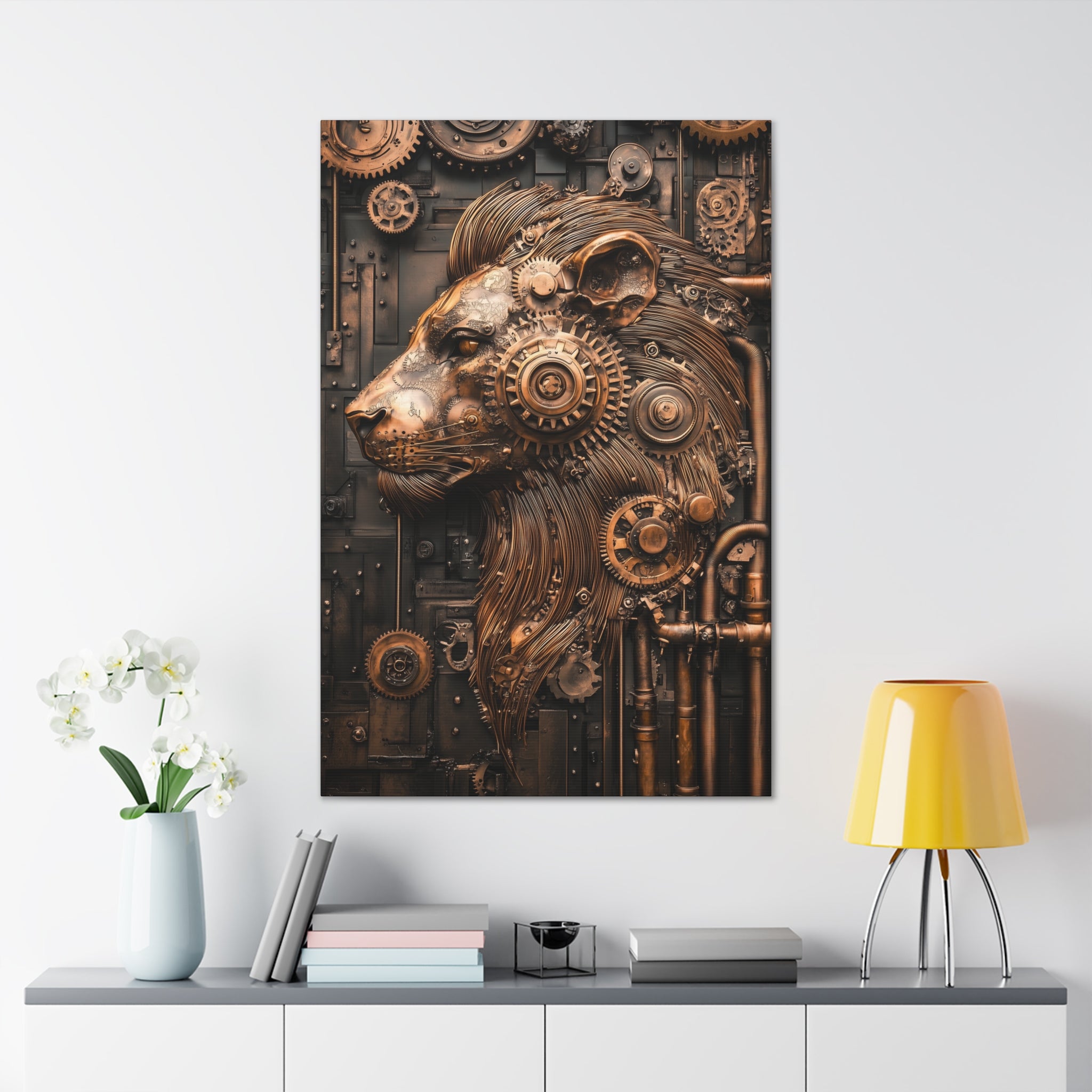 Steampunk Lion Canvas Wall Art - SynthFrame