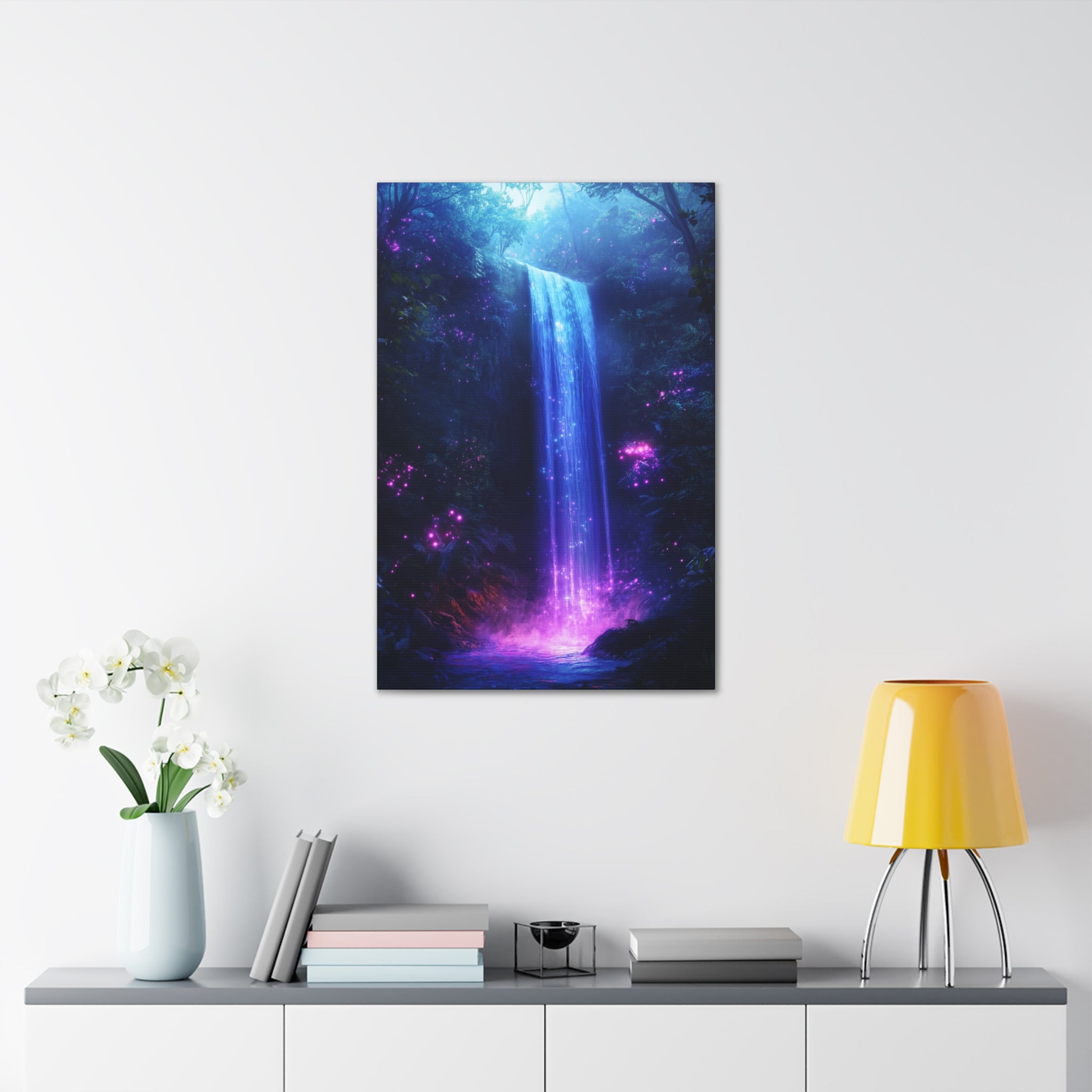 Enchanted Waterfall Oasis Canvas Wall Art - SynthFrame