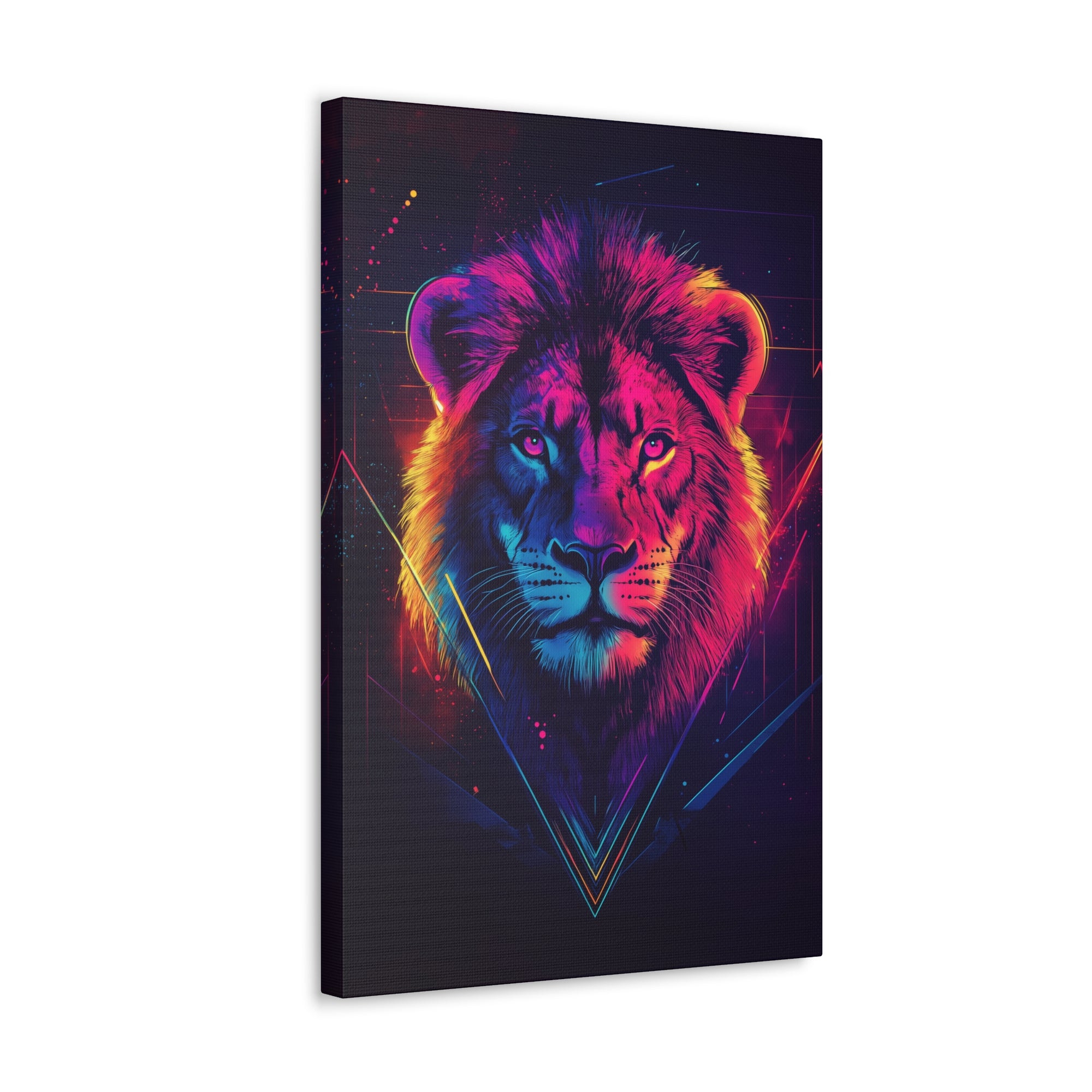 Neon Lion Canvas Wall Art - SynthFrame