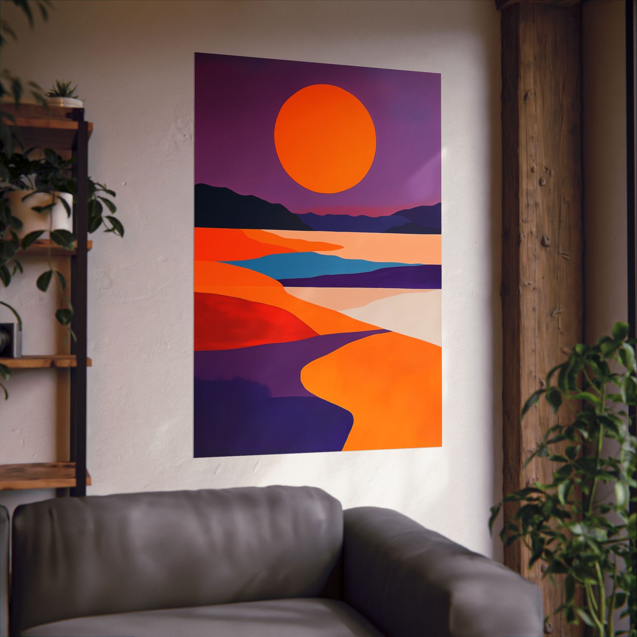 Abstract Coastal Sunset Poster Wall Art - SynthFrame