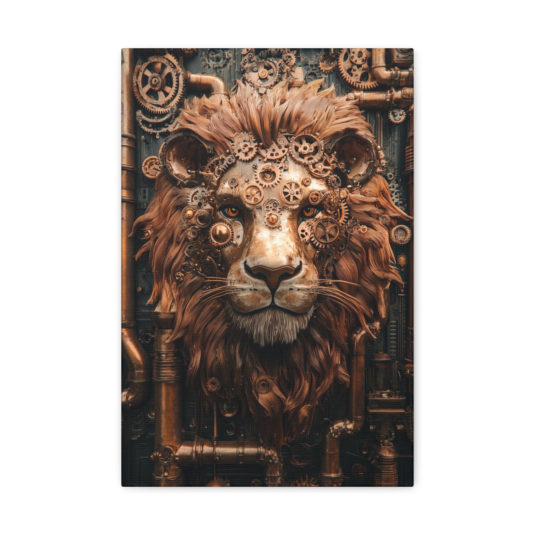 Steampunk Lion Canvas Wall Art - SynthFrame