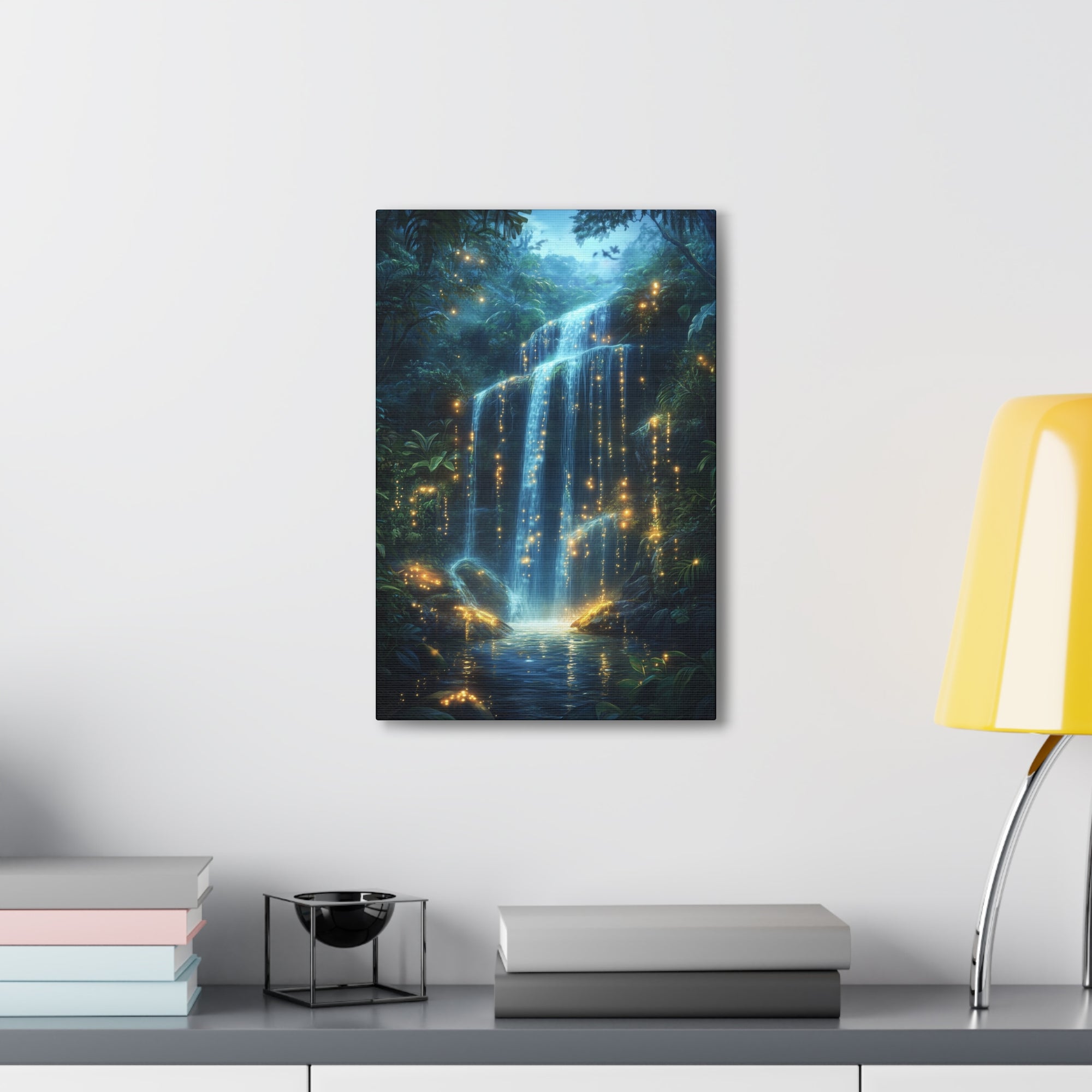 Enchanted Waterfall Oasis Canvas Wall Art - SynthFrame