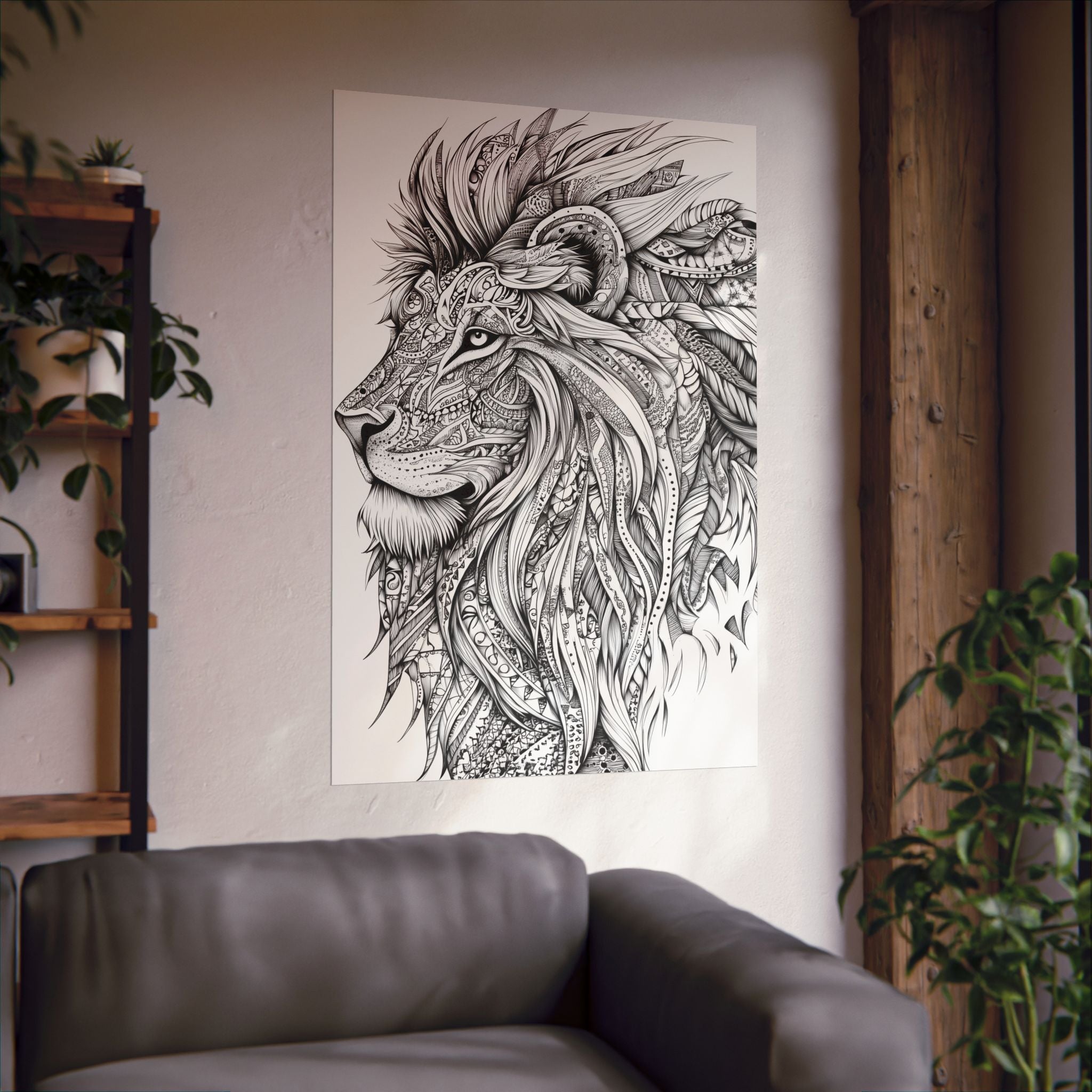 Zentangle Lion Poster