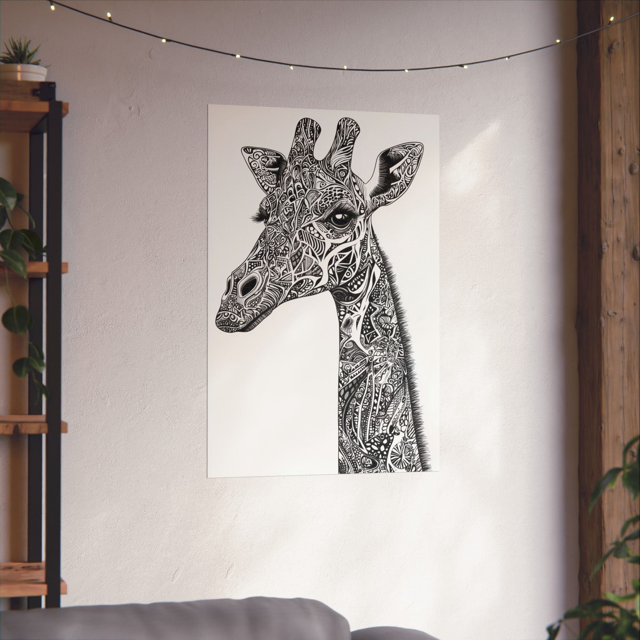 Zentangle Giraffe Poster