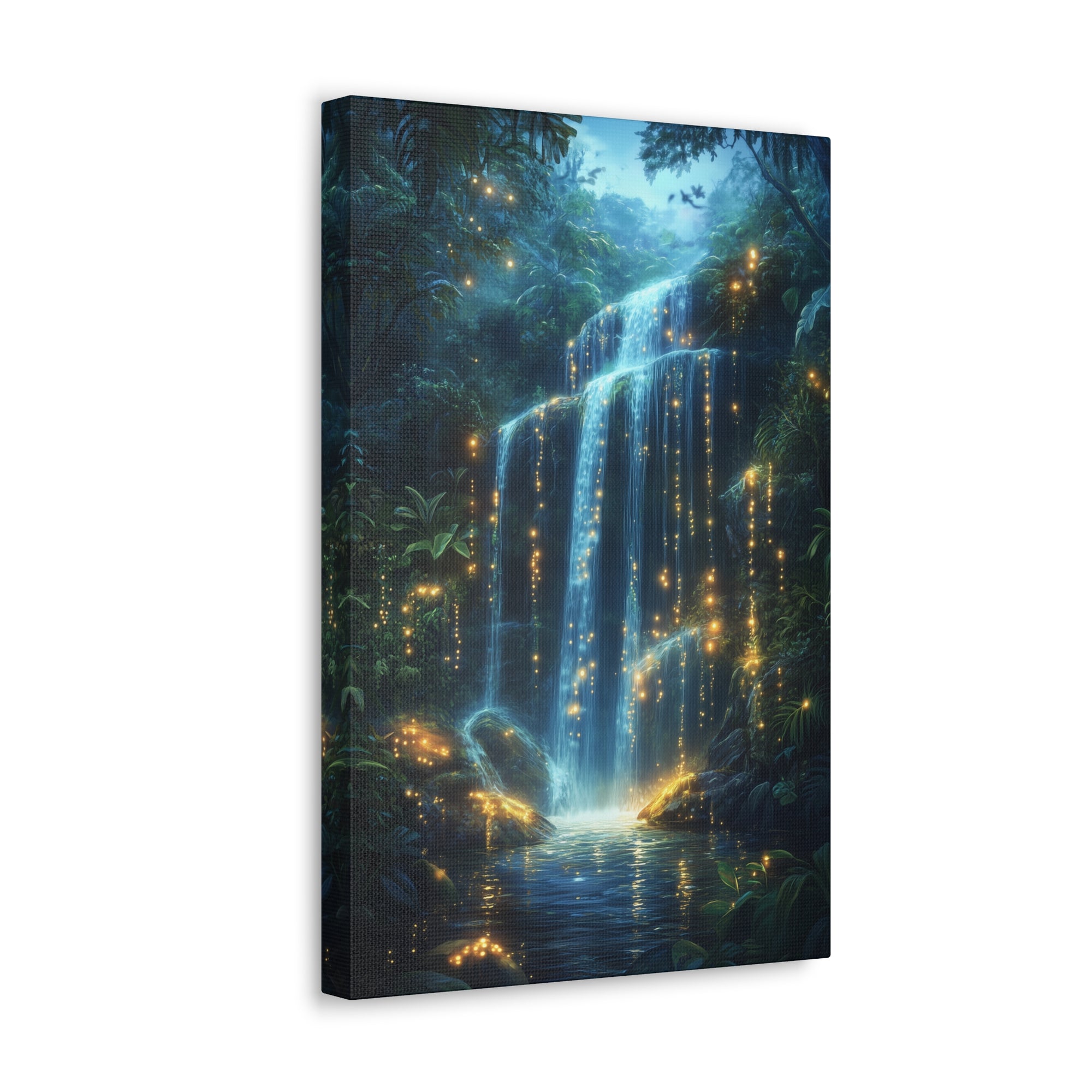 Enchanted Waterfall Oasis Canvas Wall Art - SynthFrame