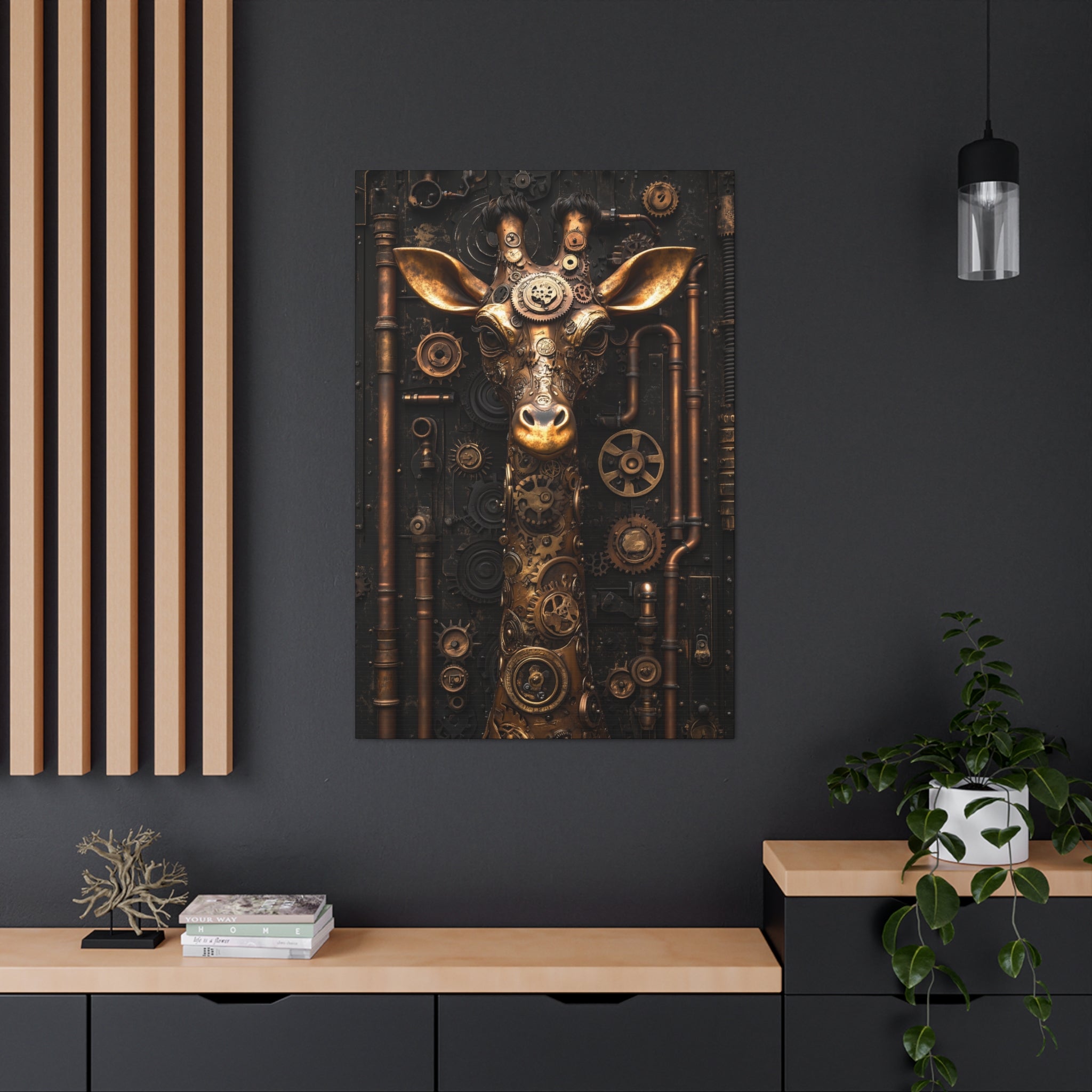 Steampunk Giraffe Canvas Wall Art - SynthFrame