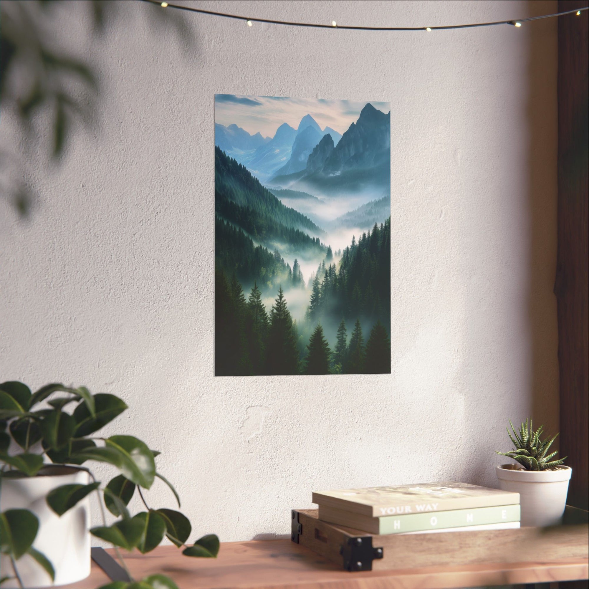 Misty Mountain Dreamscape Poster Wall Art - SynthFrame