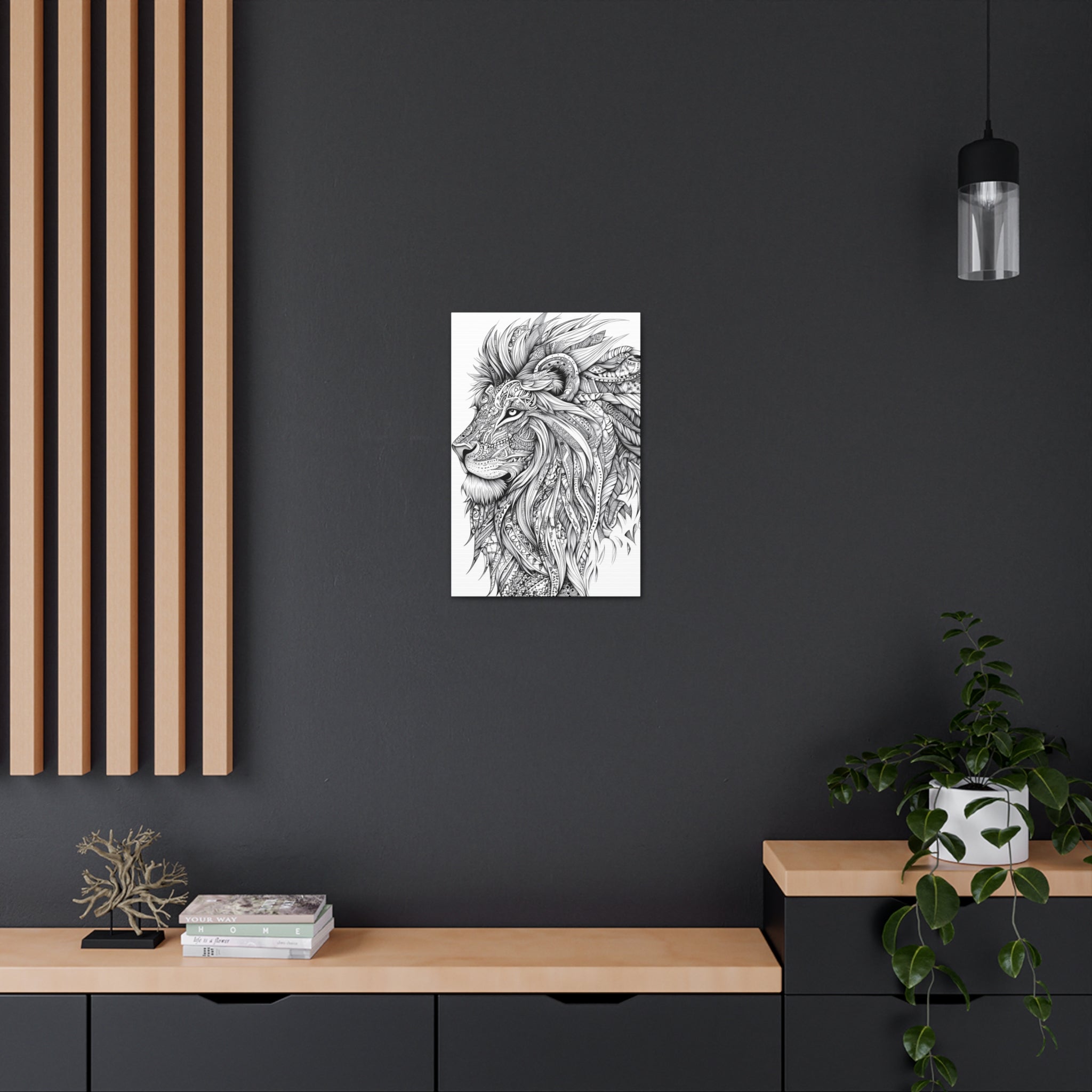 Zentangle Lion Canvas Wall Art - SynthFrame