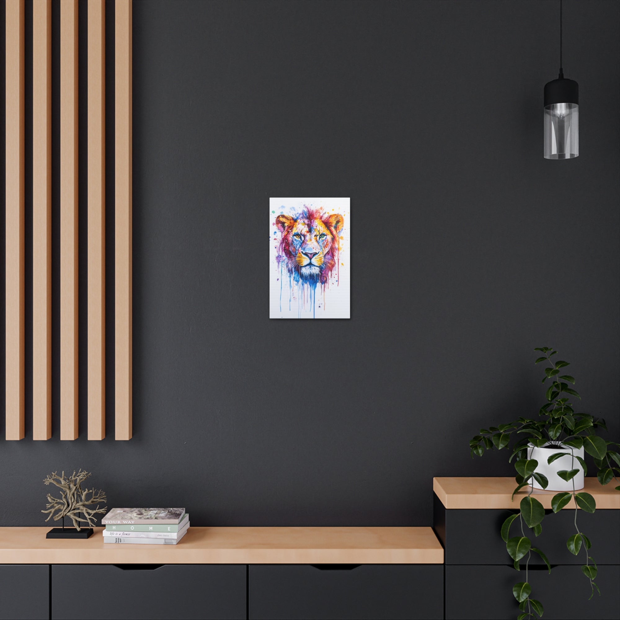 Watercolor Lion Canvas Wall Art - SynthFrame