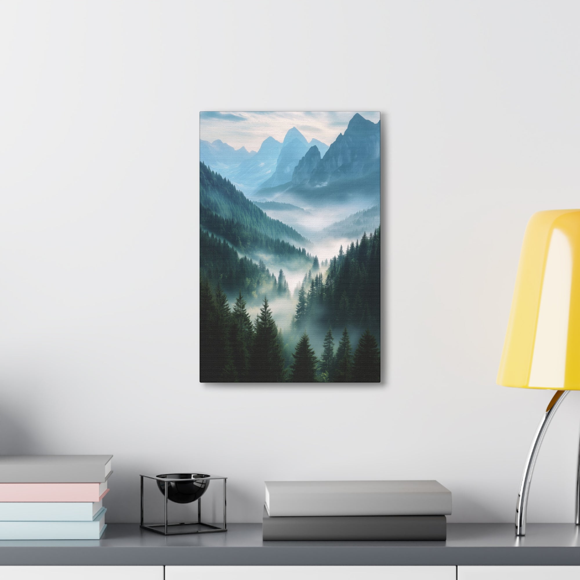 Misty Mountain Dreamscape Canvas Wall Art - SynthFrame