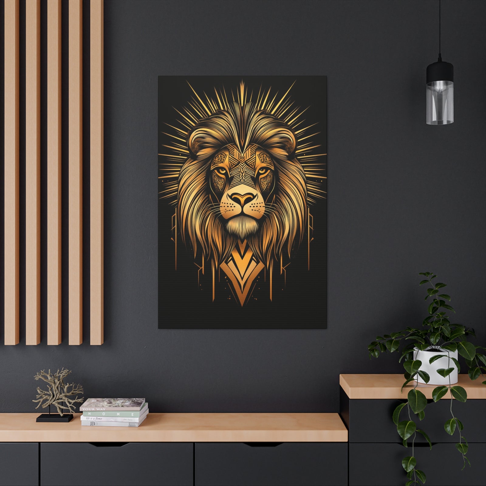 Gilded Lion Canvas Wall Art - SynthFrame