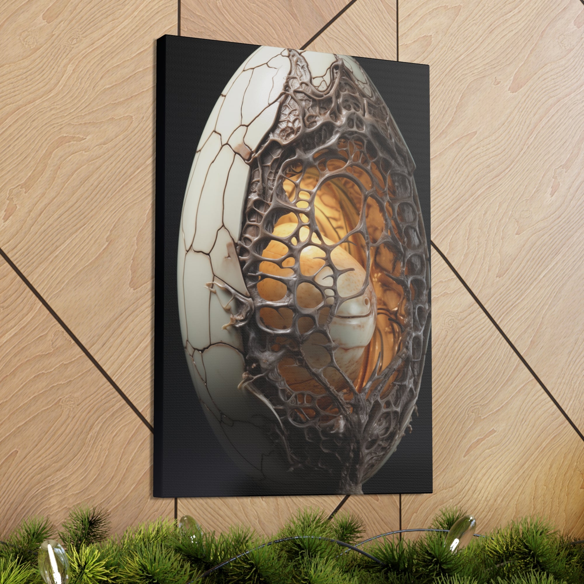 White Alien Egg 4 Canvas Wall Art - SynthFrame