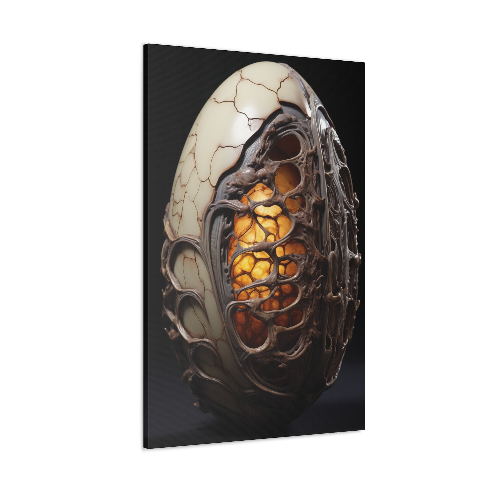 White Alien Egg 10 Canvas Wall Art - SynthFrame