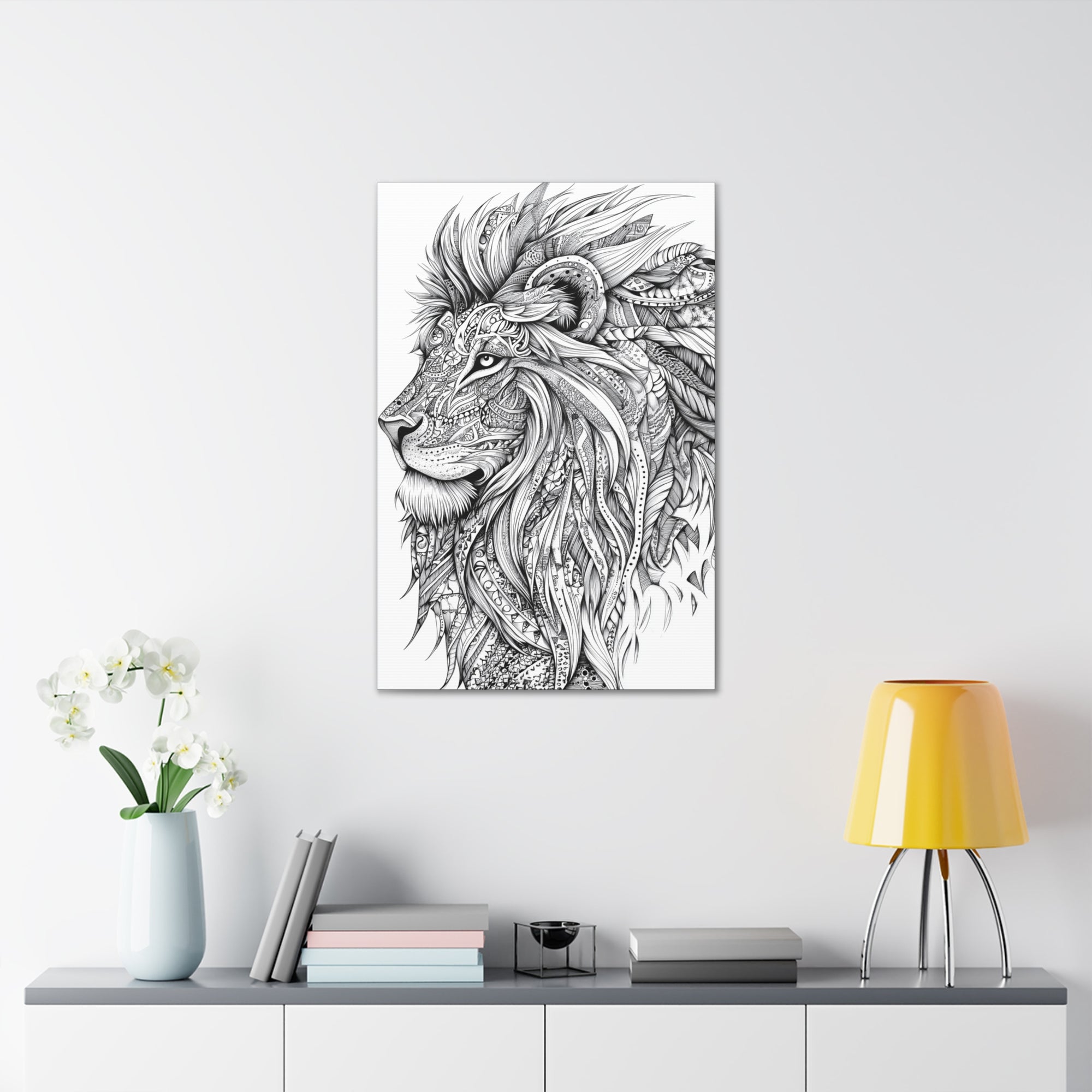 Zentangle Lion Canvas Wall Art - SynthFrame