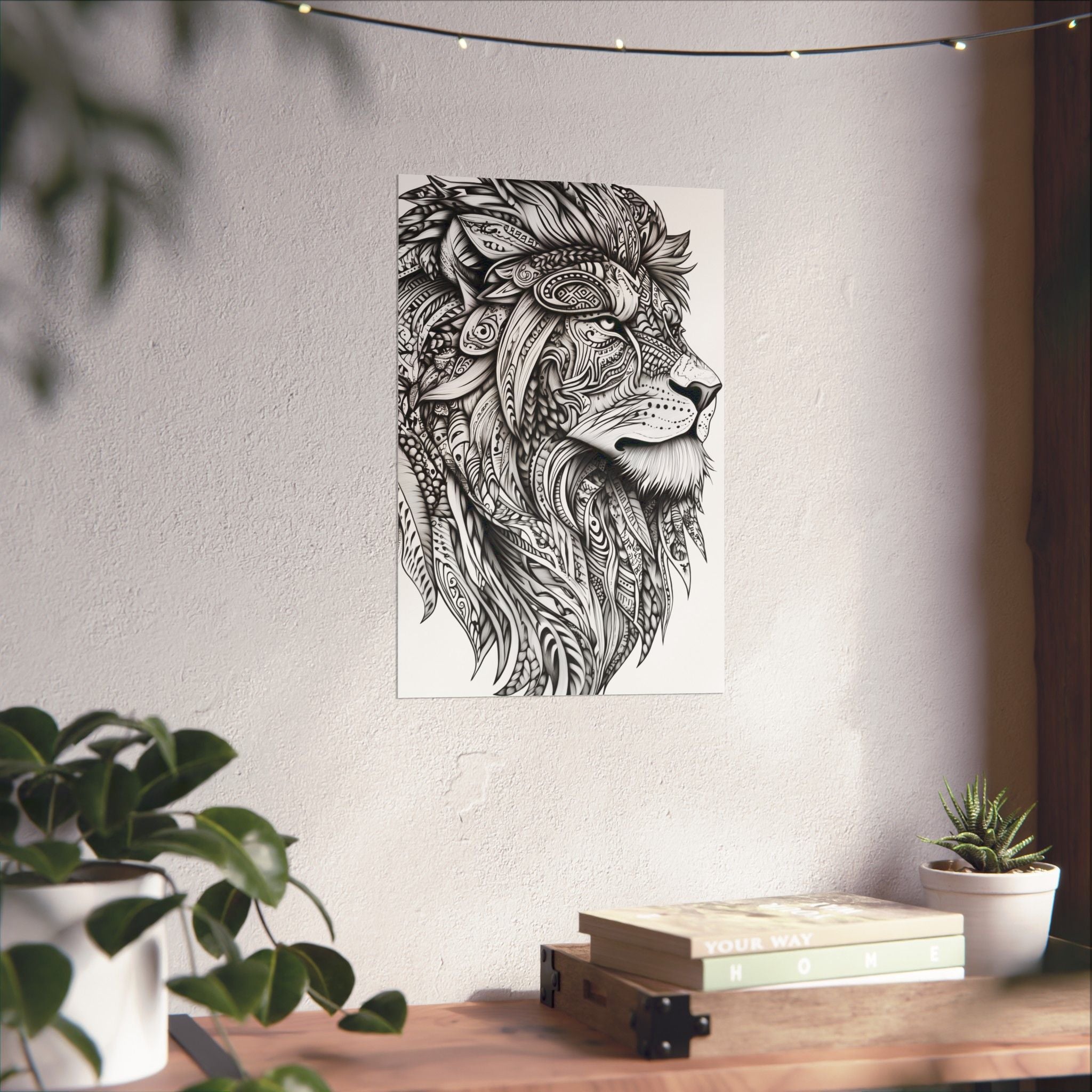 Zentangle Lion Poster