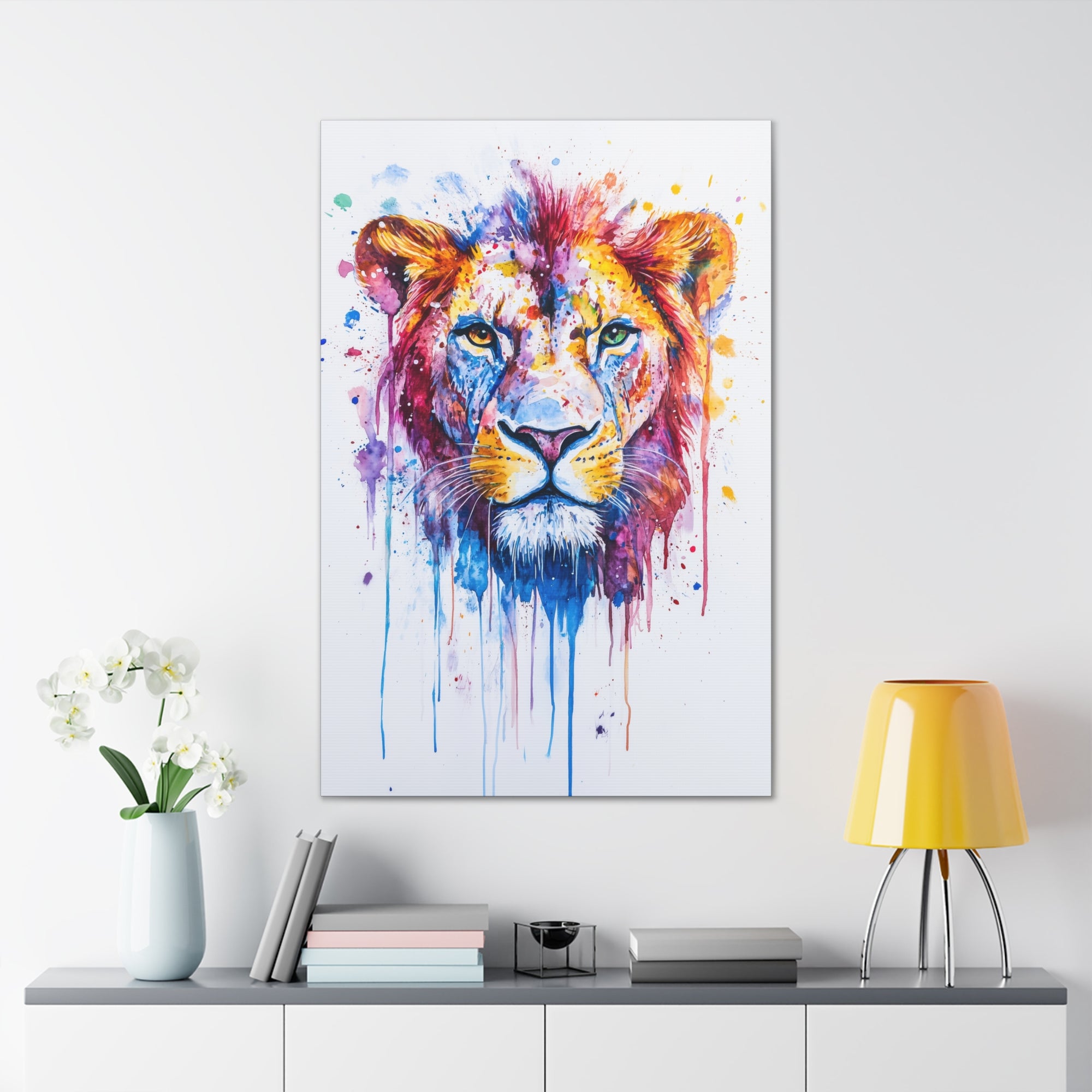 Watercolor Lion Canvas Wall Art - SynthFrame