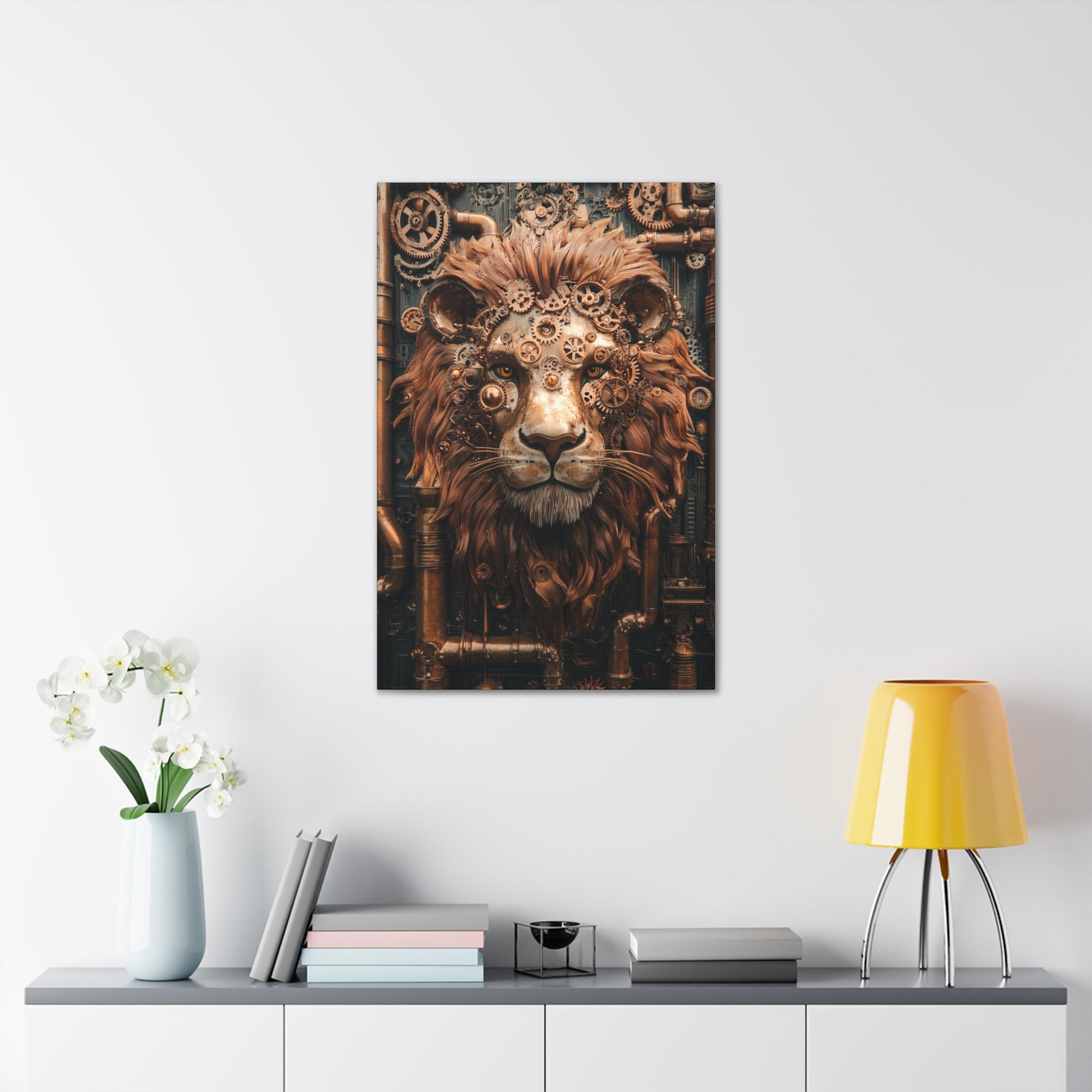 Steampunk Lion Canvas Wall Art - SynthFrame