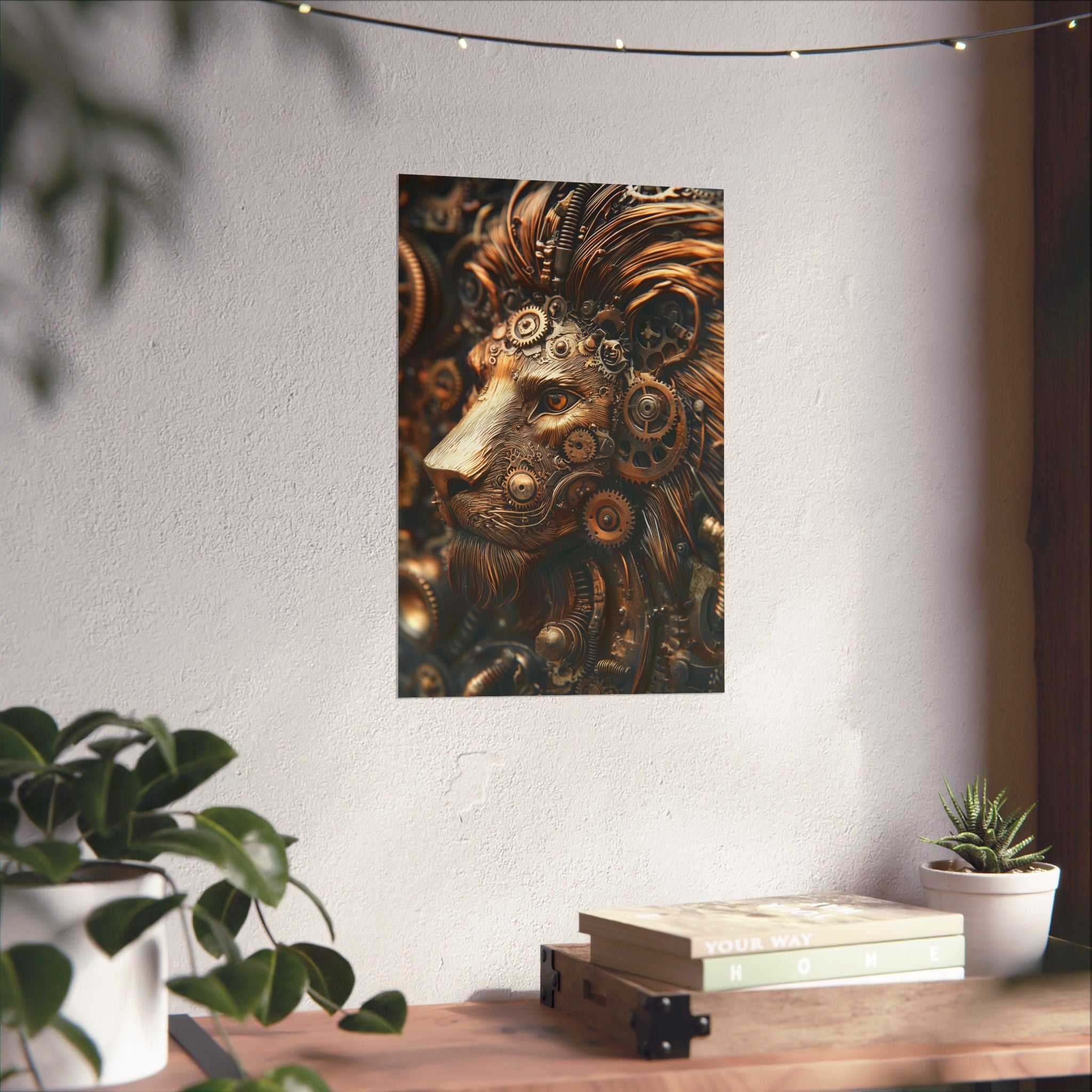 Steampunk Lion: Mechanical Marvel Poster