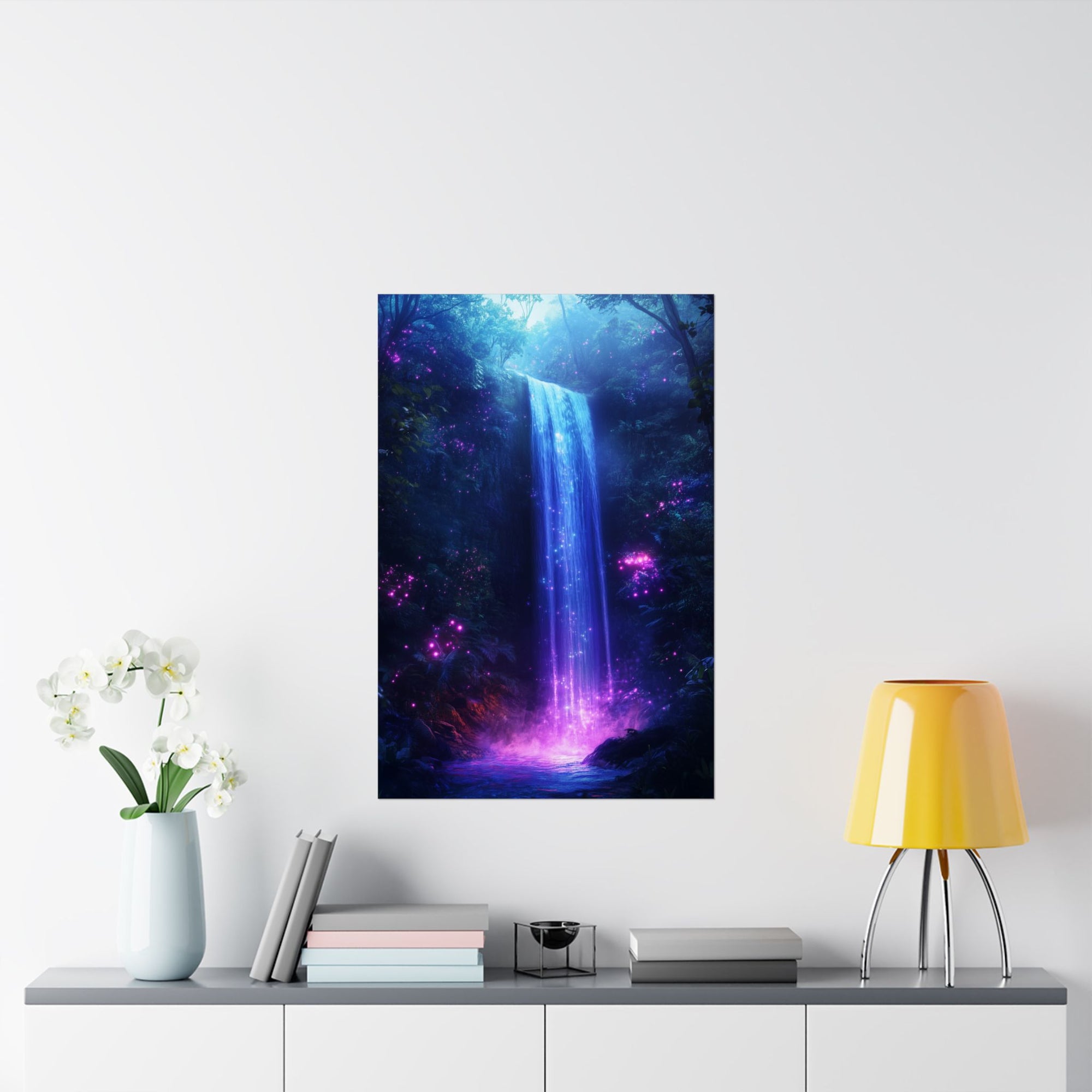 Enchanted Waterfall Oasis Poster Wall Art - SynthFrame