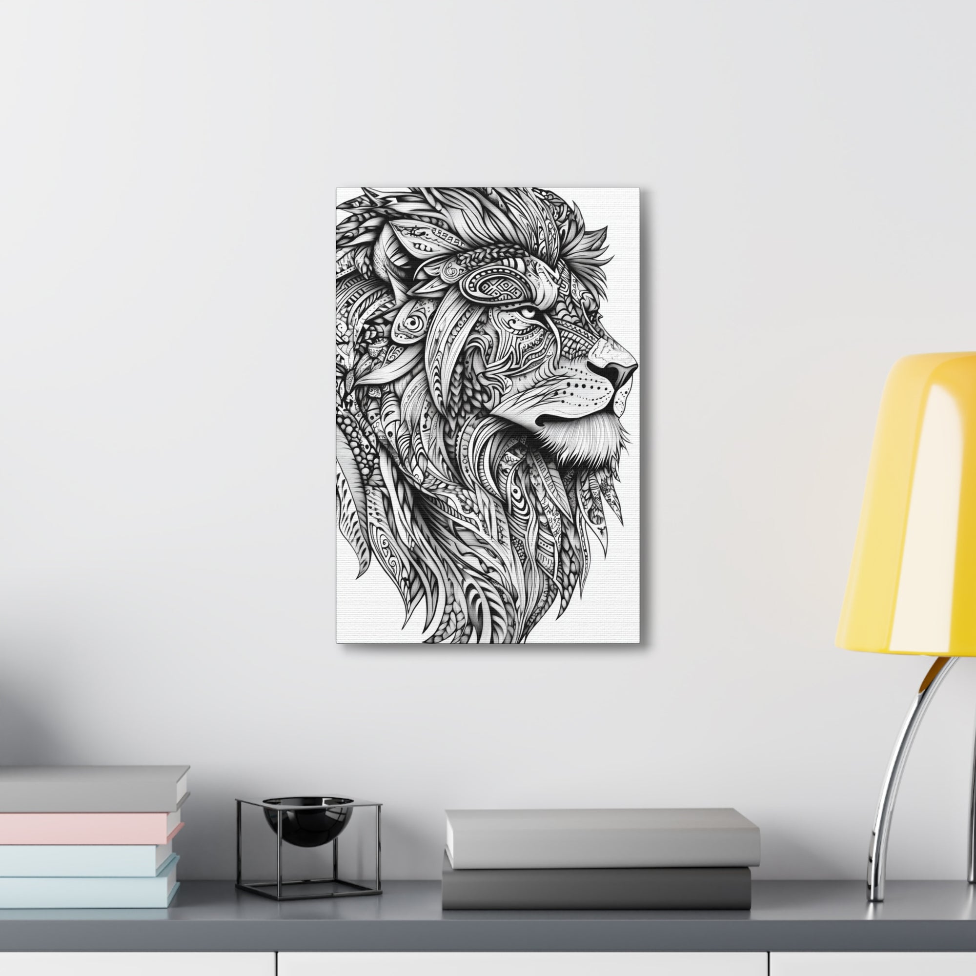 Zentangle Lion Canvas Wall Art - SynthFrame