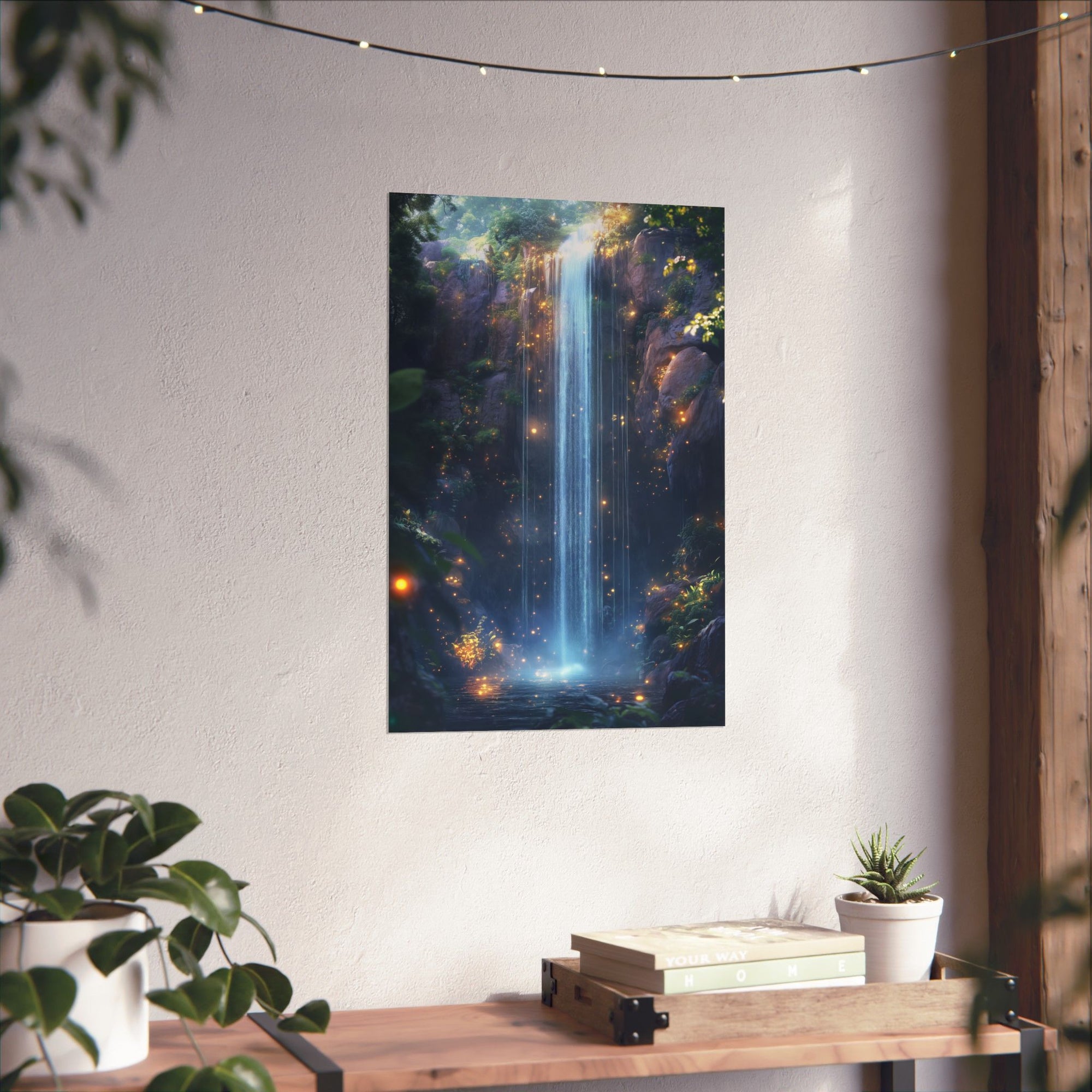 Enchanted Waterfall Oasis Poster Wall Art - SynthFrame