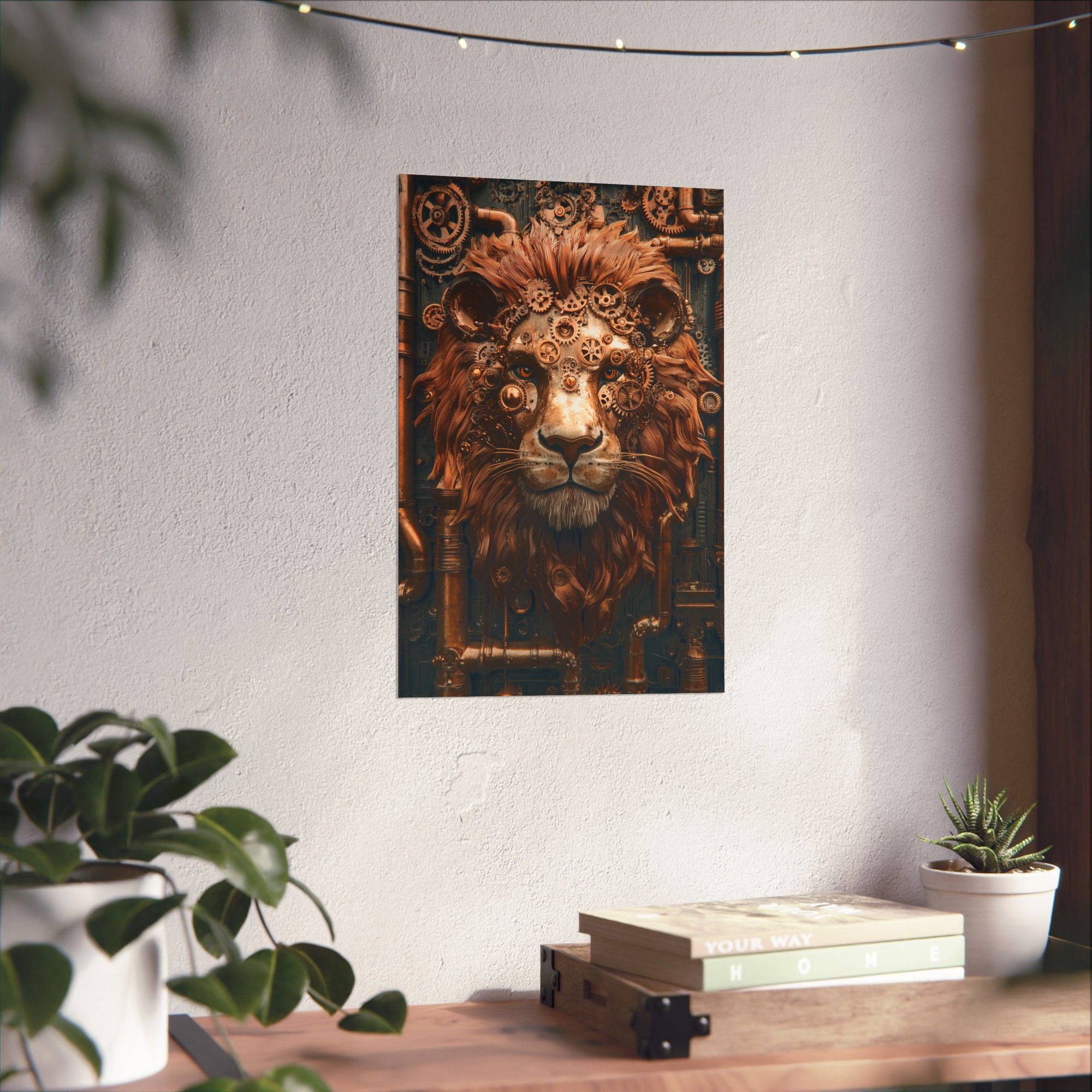 Steampunk Lion: Mechanical Marvel Poster