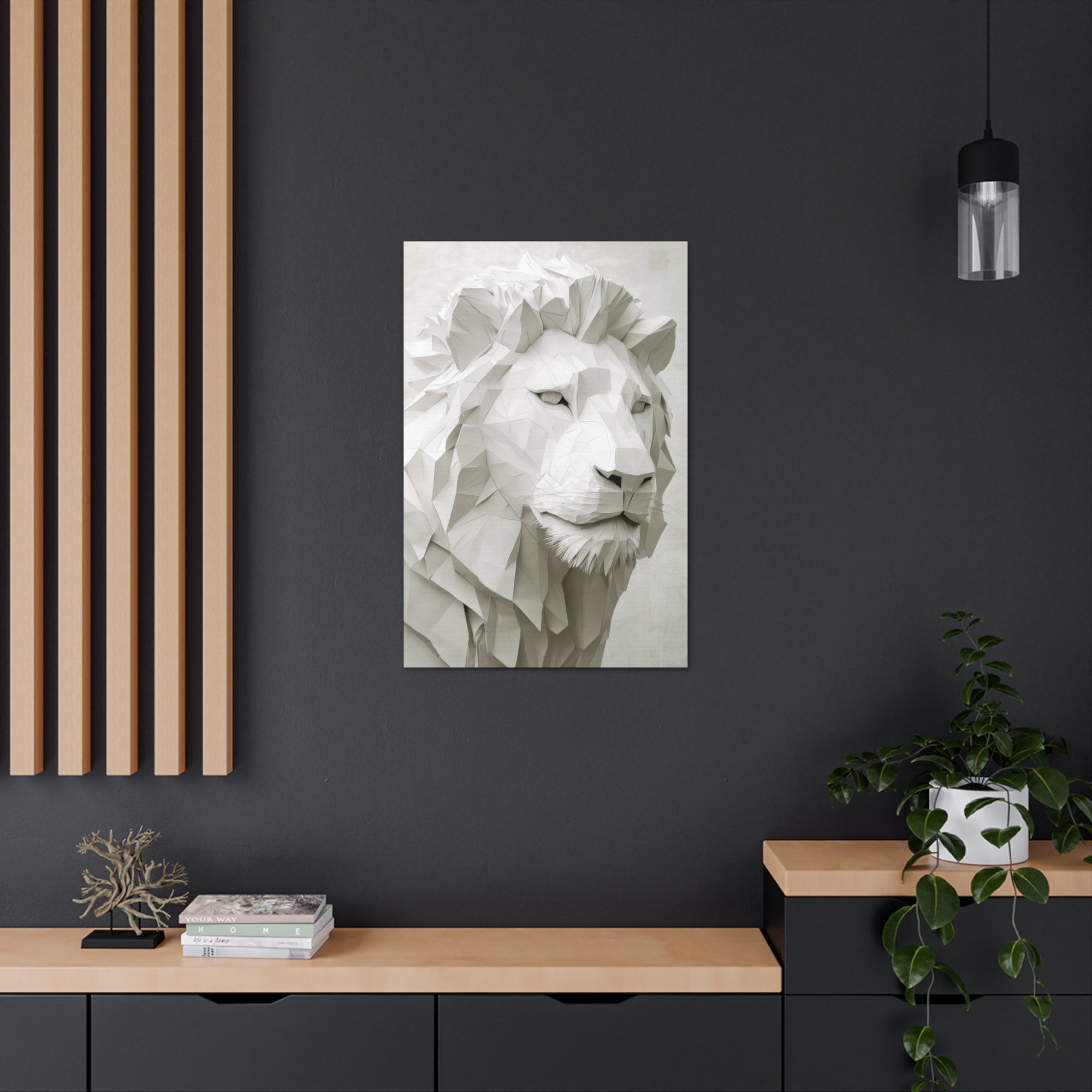 Folded Lion Canvas Wall Art - SynthFrame