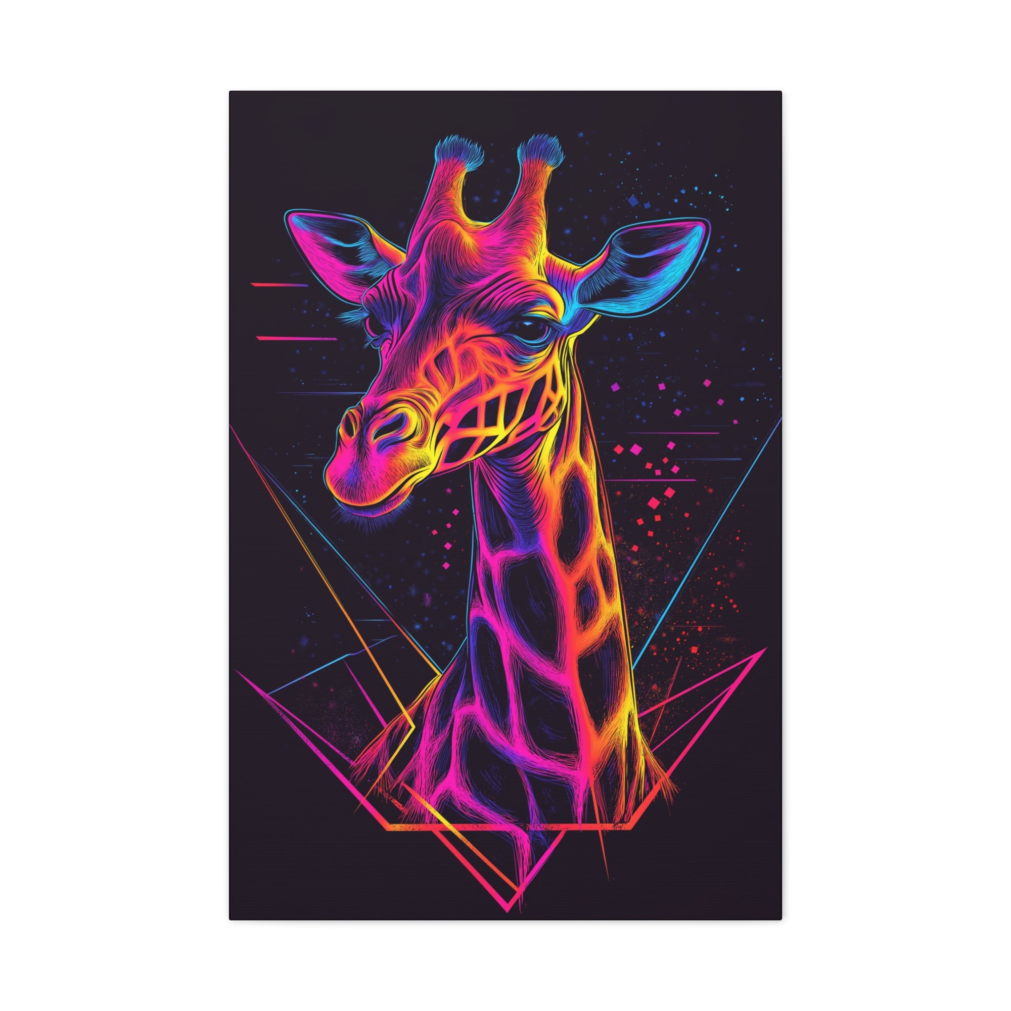 Neon Giraffe Canvas Wall Art - SynthFrame