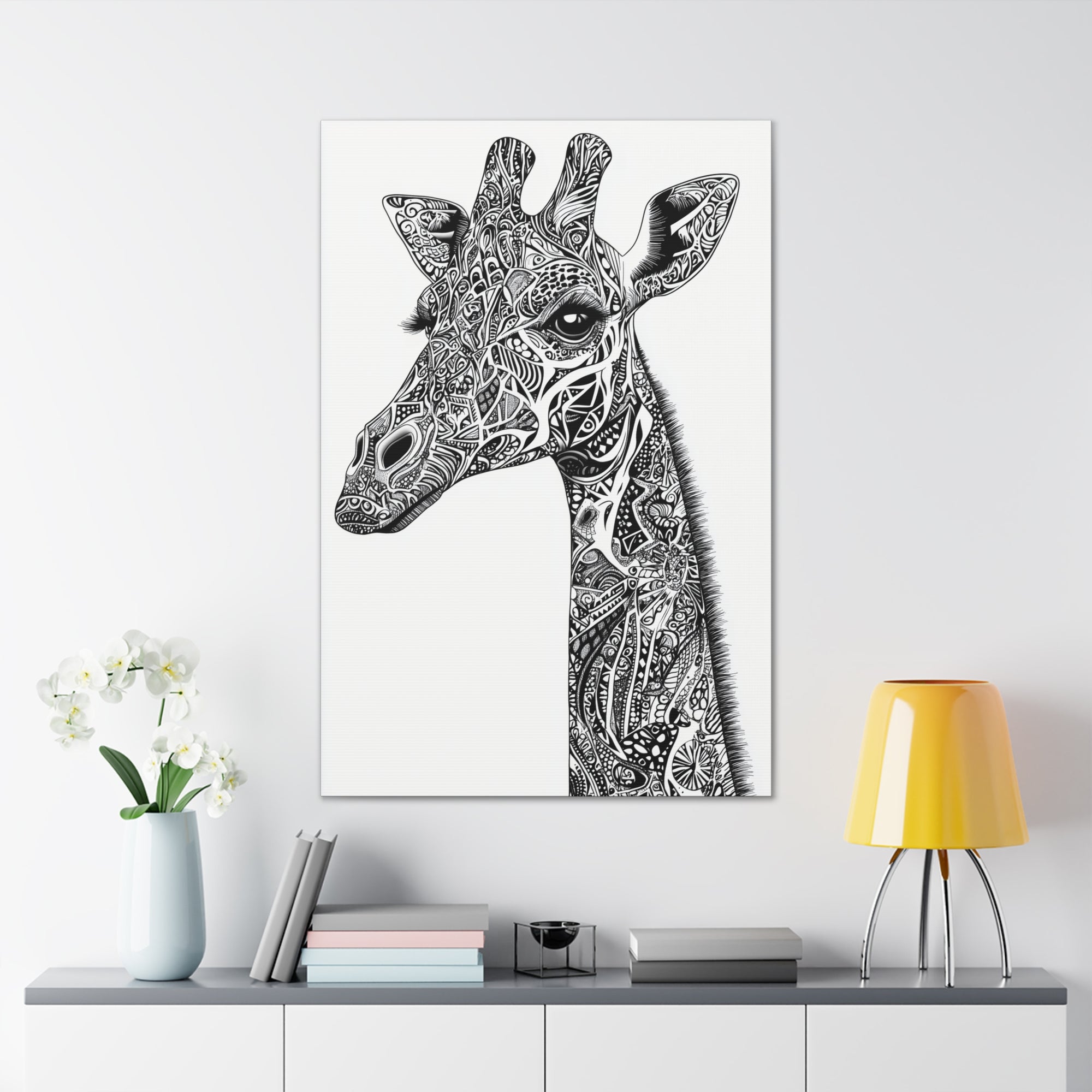 Zentangle Giraffe Canvas Wall Art - SynthFrame