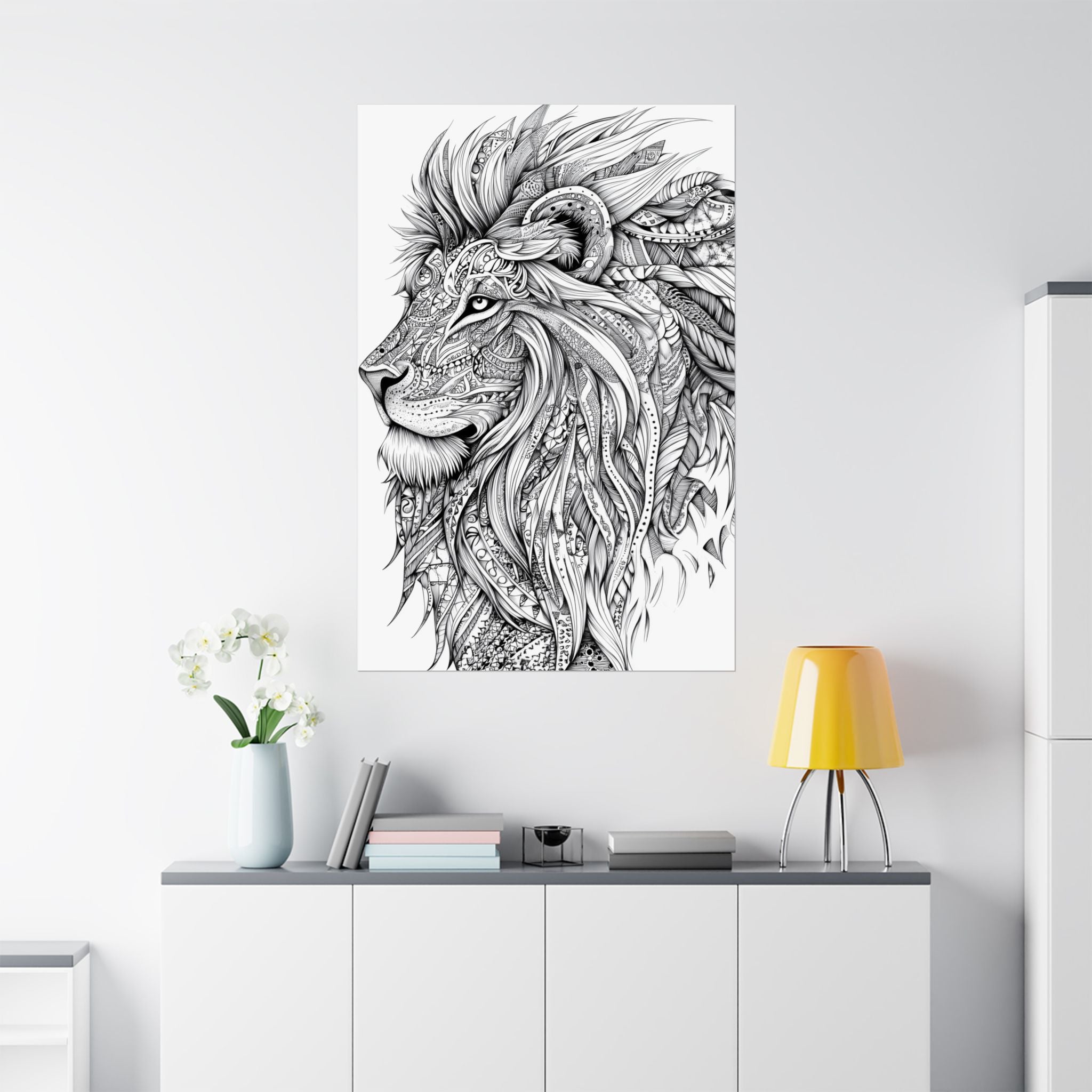 Zentangle Lion Poster