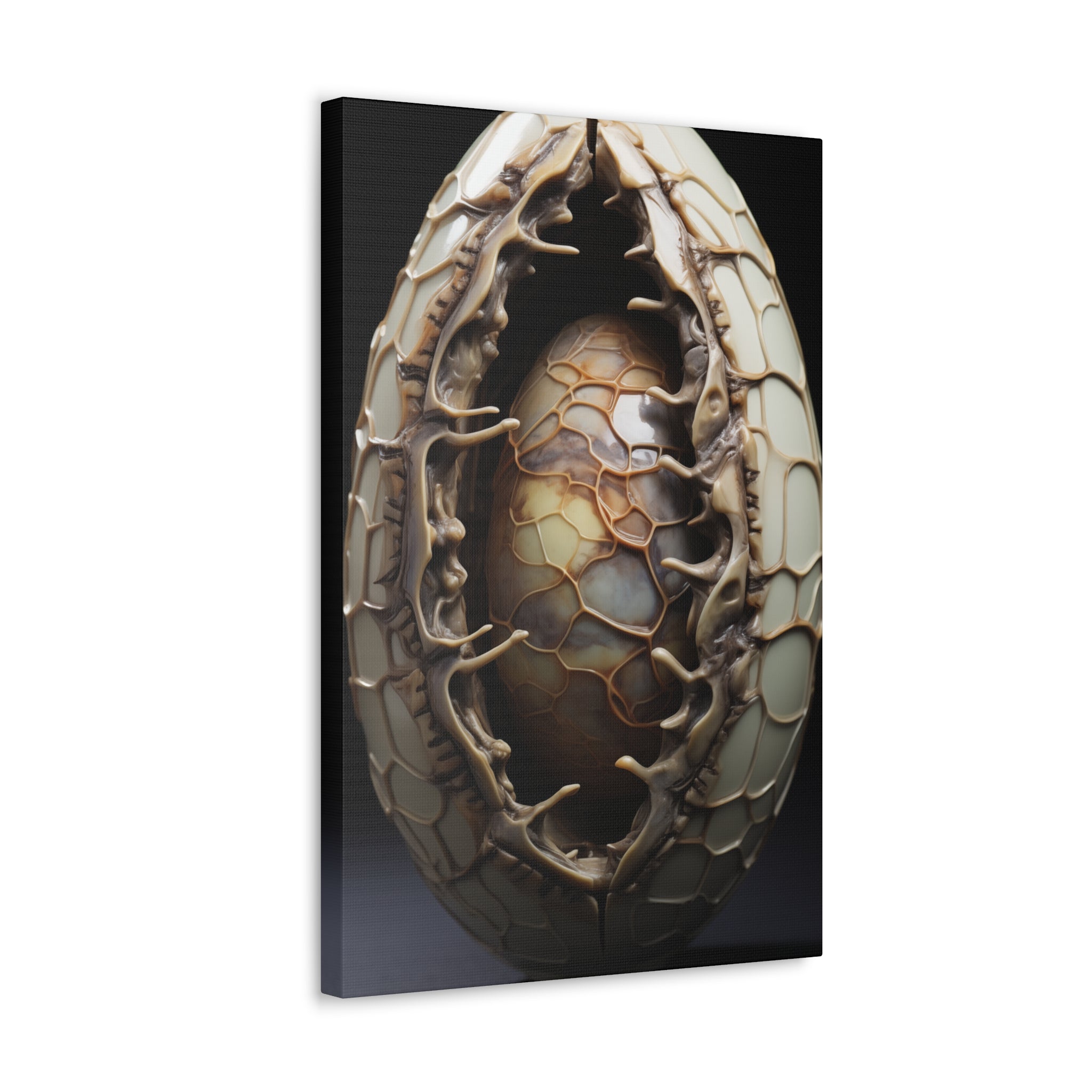 White Alien Egg 9 Canvas Wall Art - SynthFrame