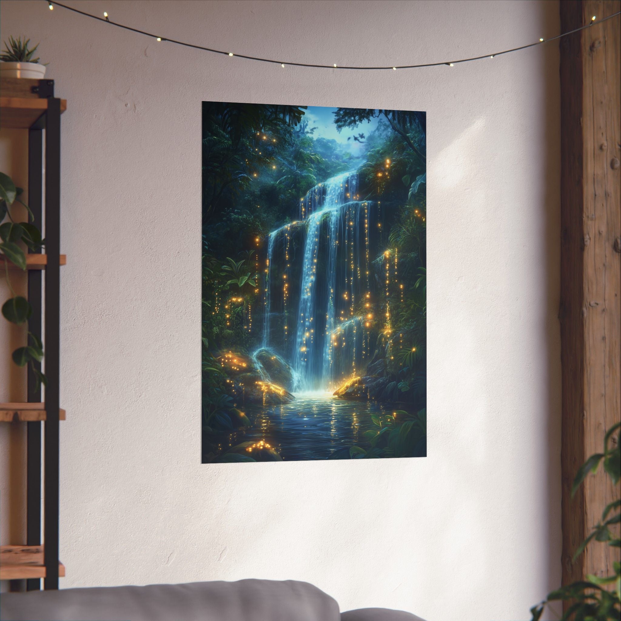 Enchanted Waterfall Oasis Poster Wall Art - SynthFrame