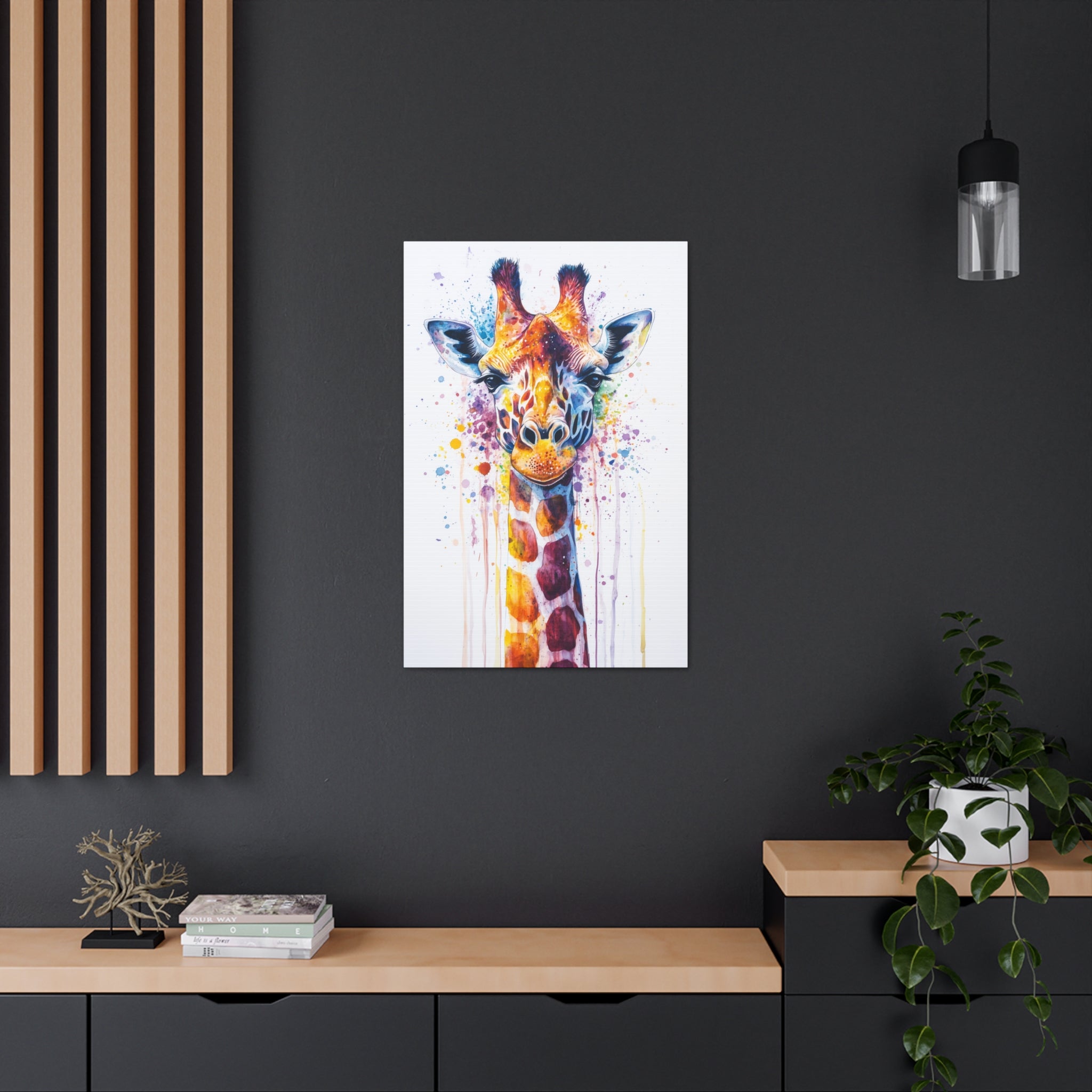 Watercolor Giraffe Canvas Wall Art - SynthFrame