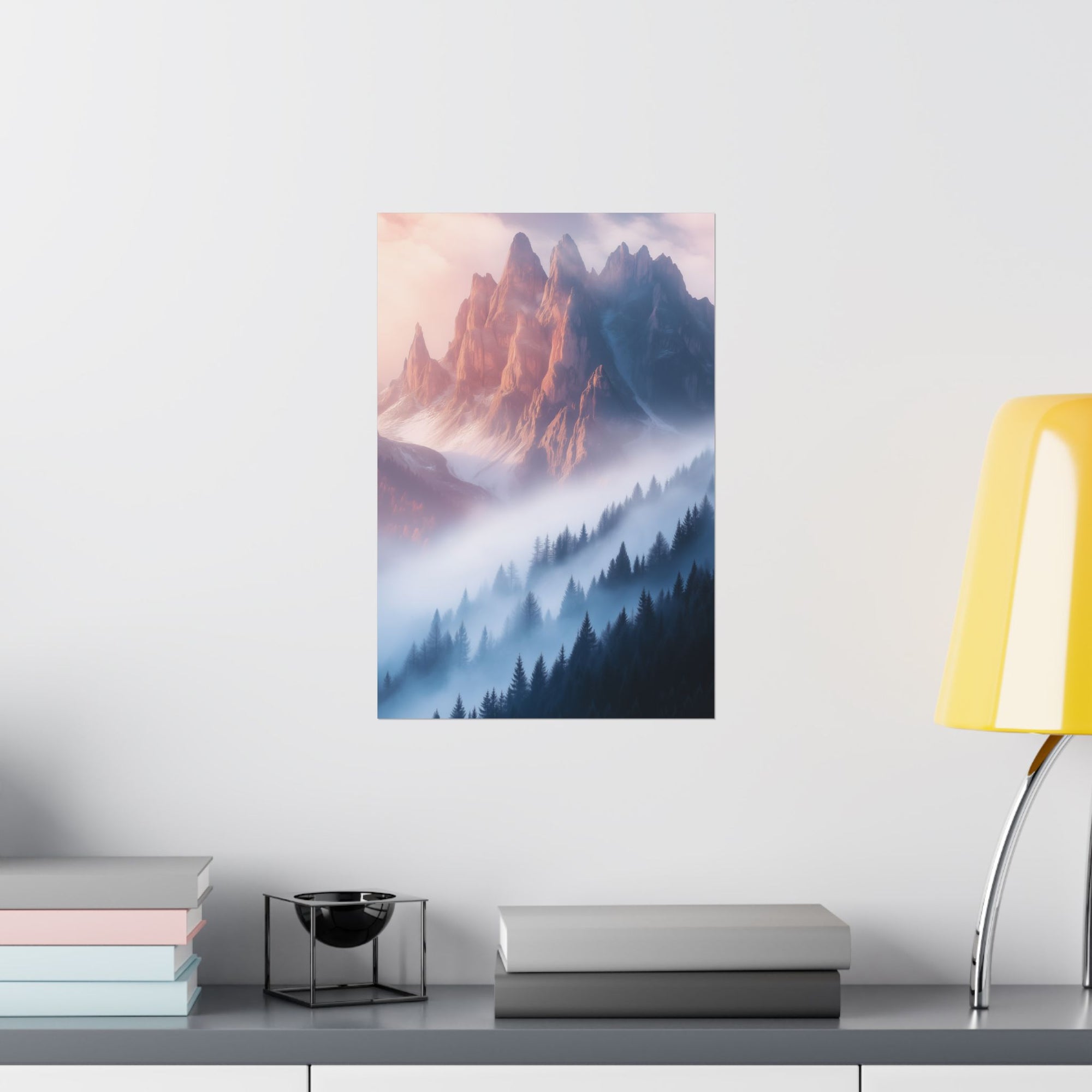 Misty Mountain Dreamscape Poster Wall Art - SynthFrame