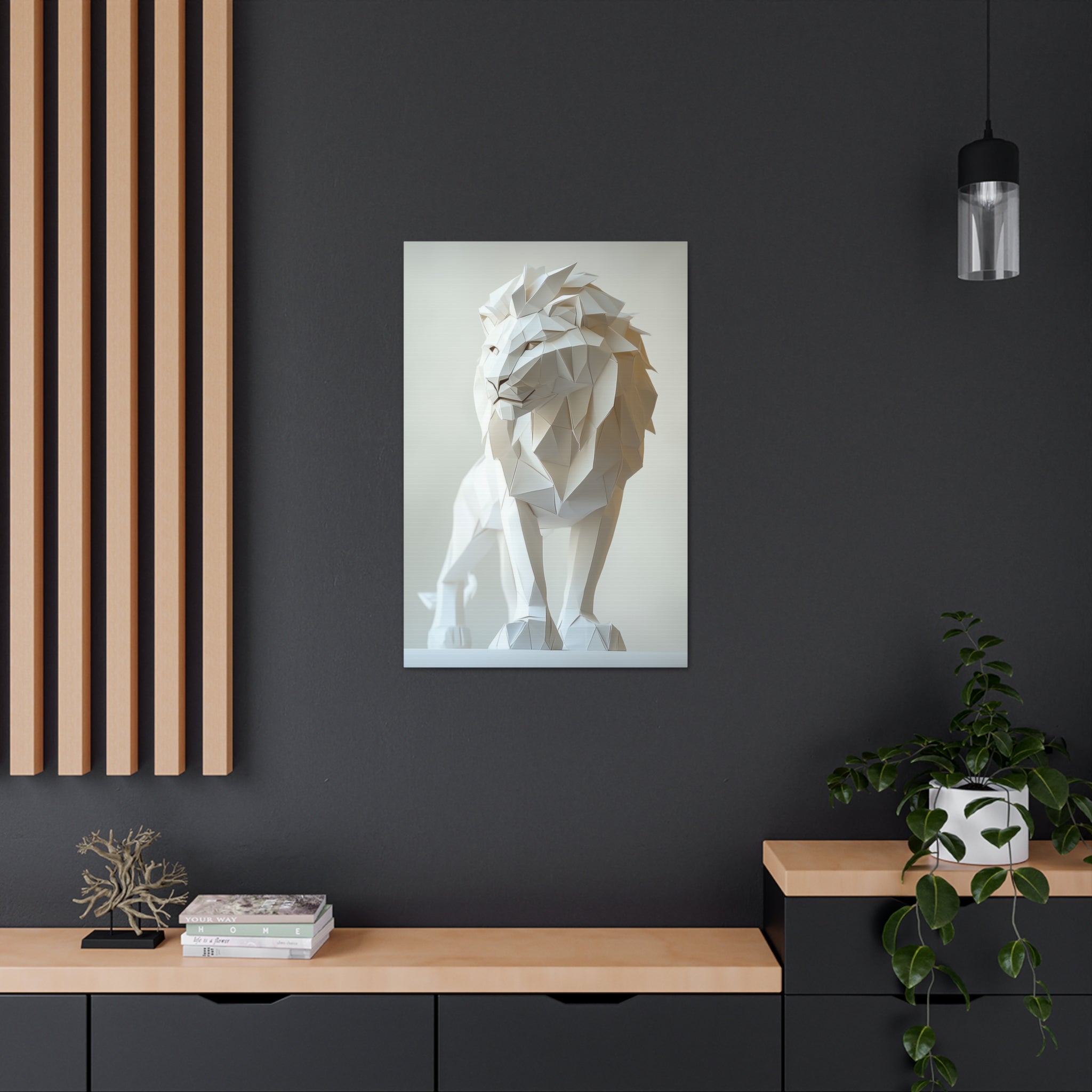 Folded Lion Canvas Wall Art - SynthFrame