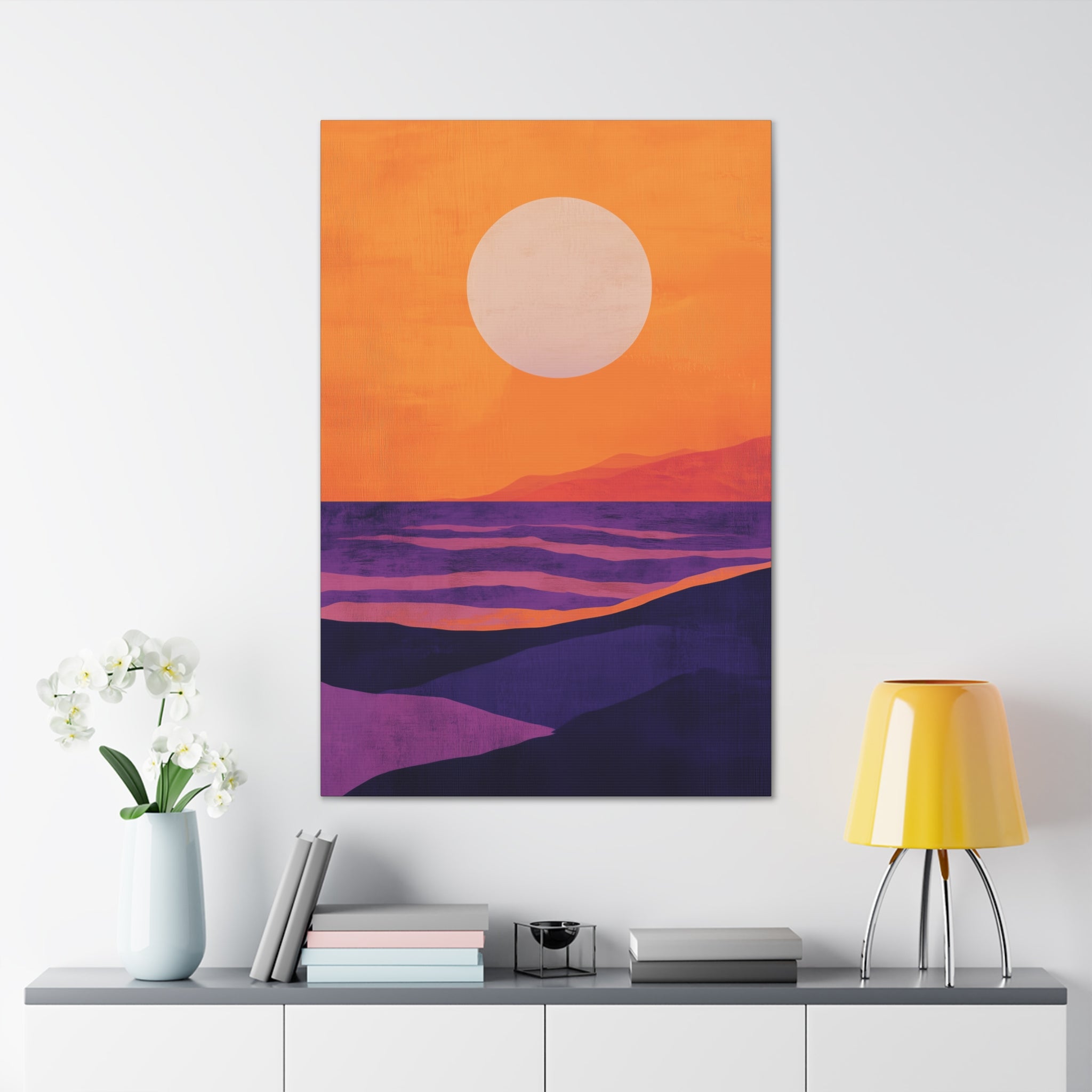 Abstract Coastal Sunset Canvas Wall Art - SynthFrame