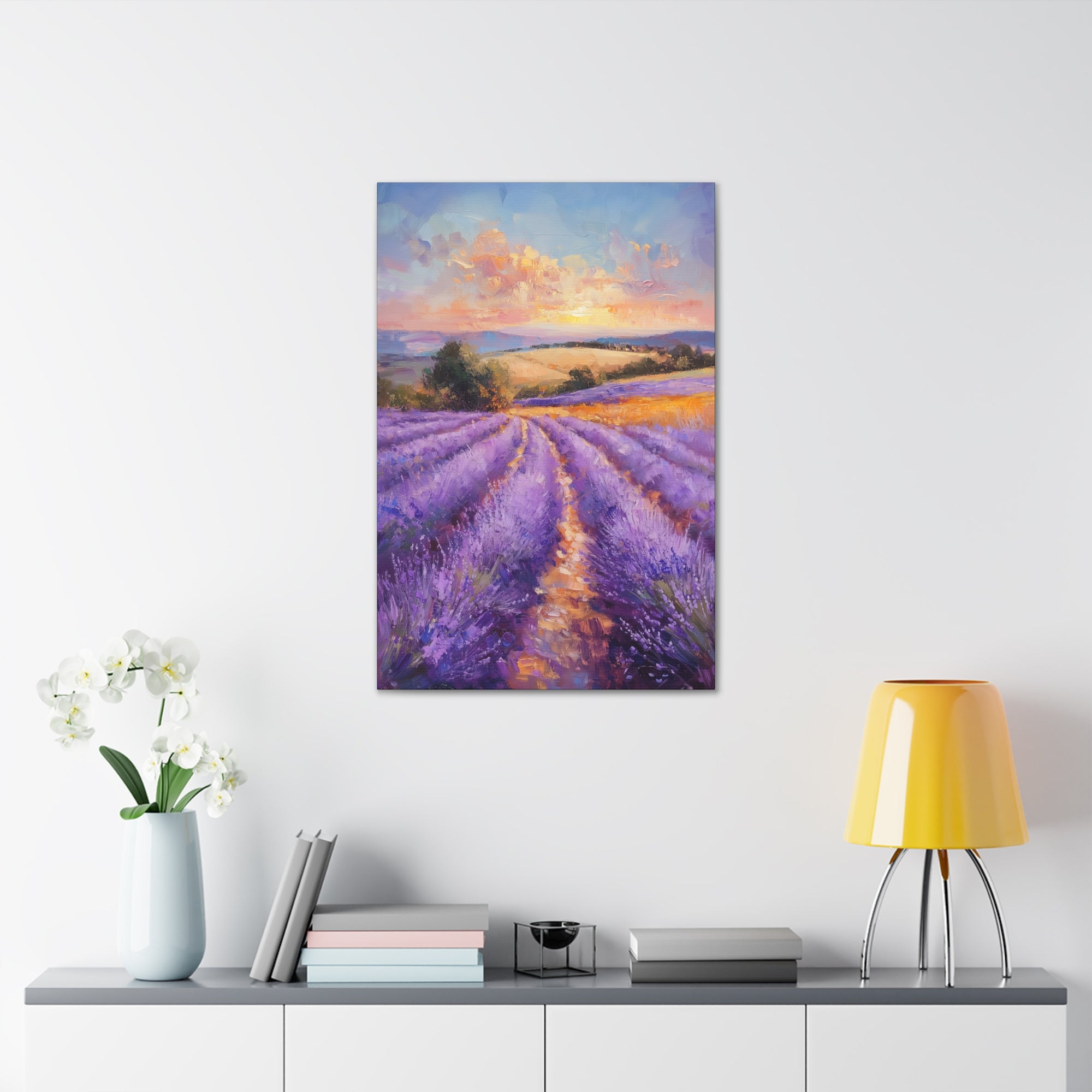 Impressionist Lavender Fields Canvas Wall Art - SynthFrame