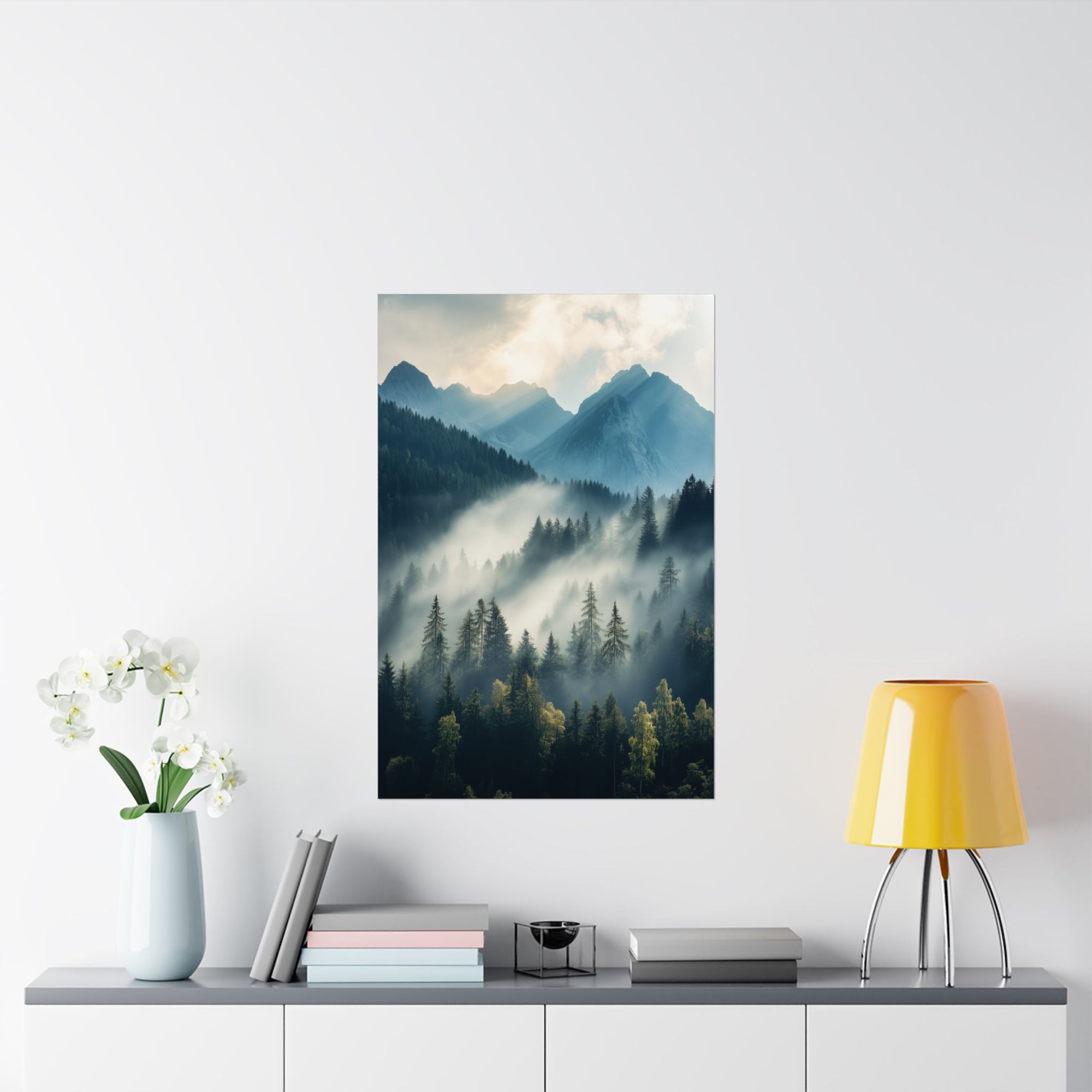 Misty Mountain Dreamscape Poster Wall Art - SynthFrame