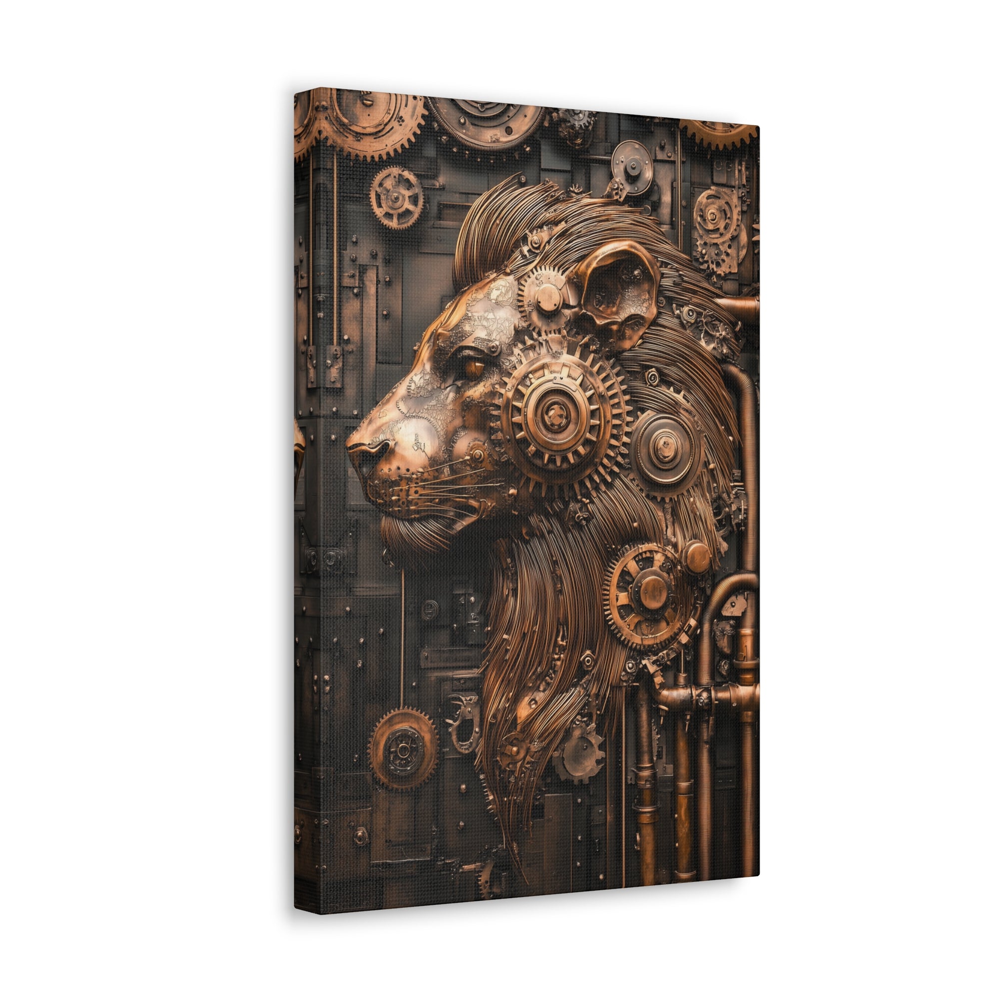 Steampunk Lion Canvas Wall Art - SynthFrame