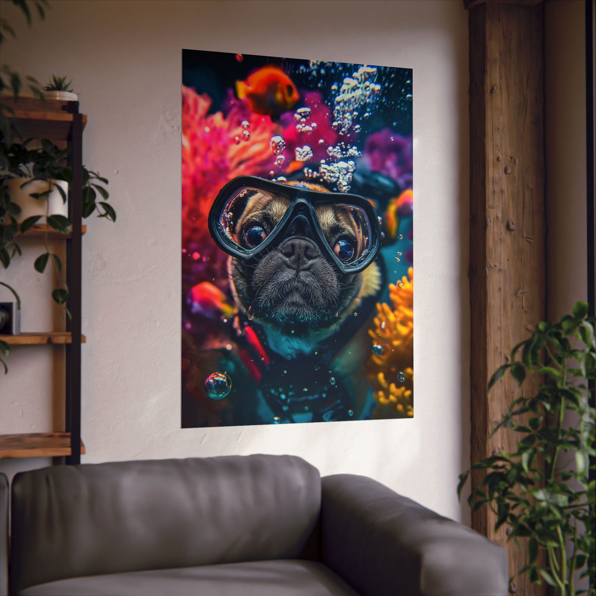 Underwater Pug Poster