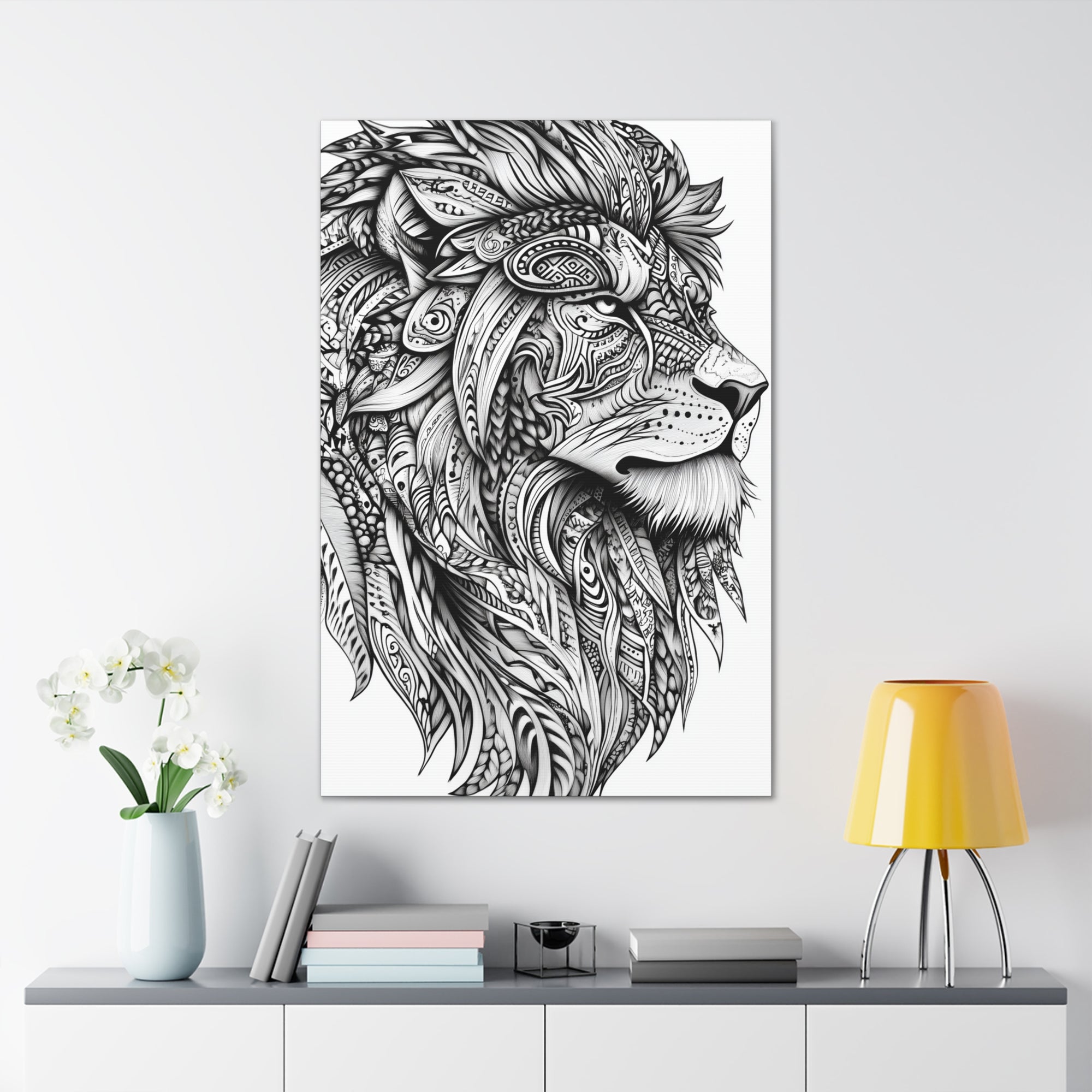 Zentangle Lion Canvas Wall Art - SynthFrame