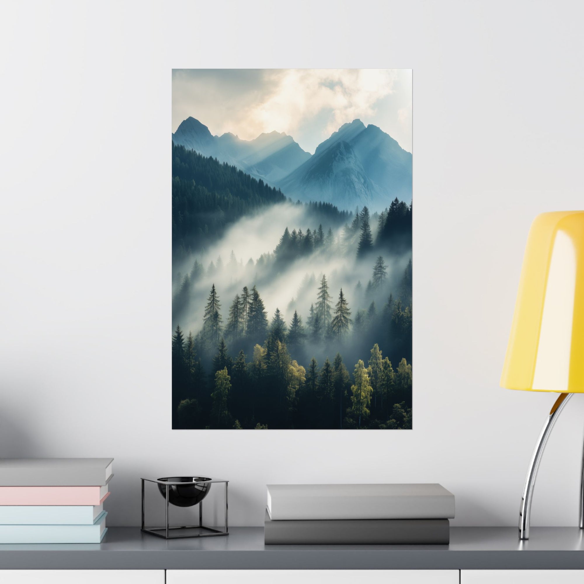 Misty Mountain Dreamscape Poster Wall Art - SynthFrame