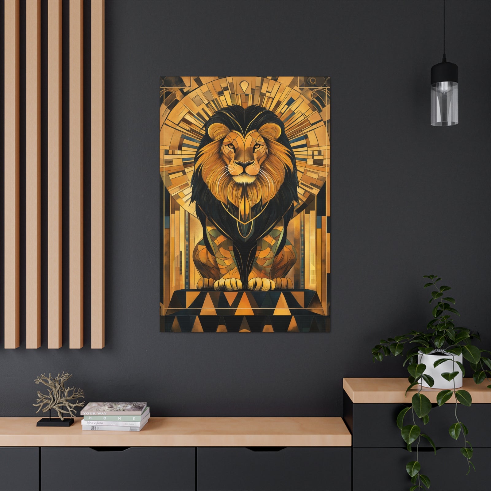 Gilded Lion Canvas Wall Art - SynthFrame