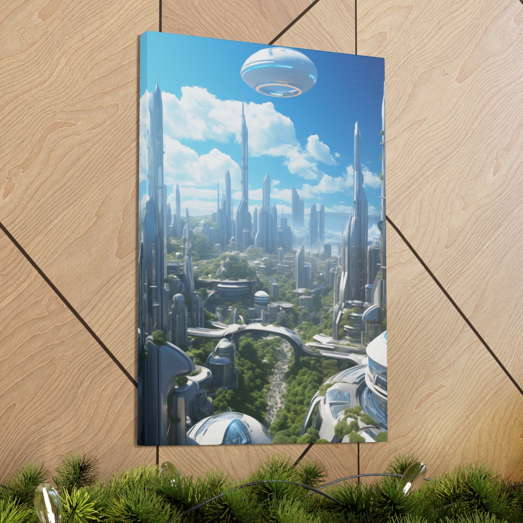 Futuristic Eco City 1 Canvas Wall Art - SynthFrame