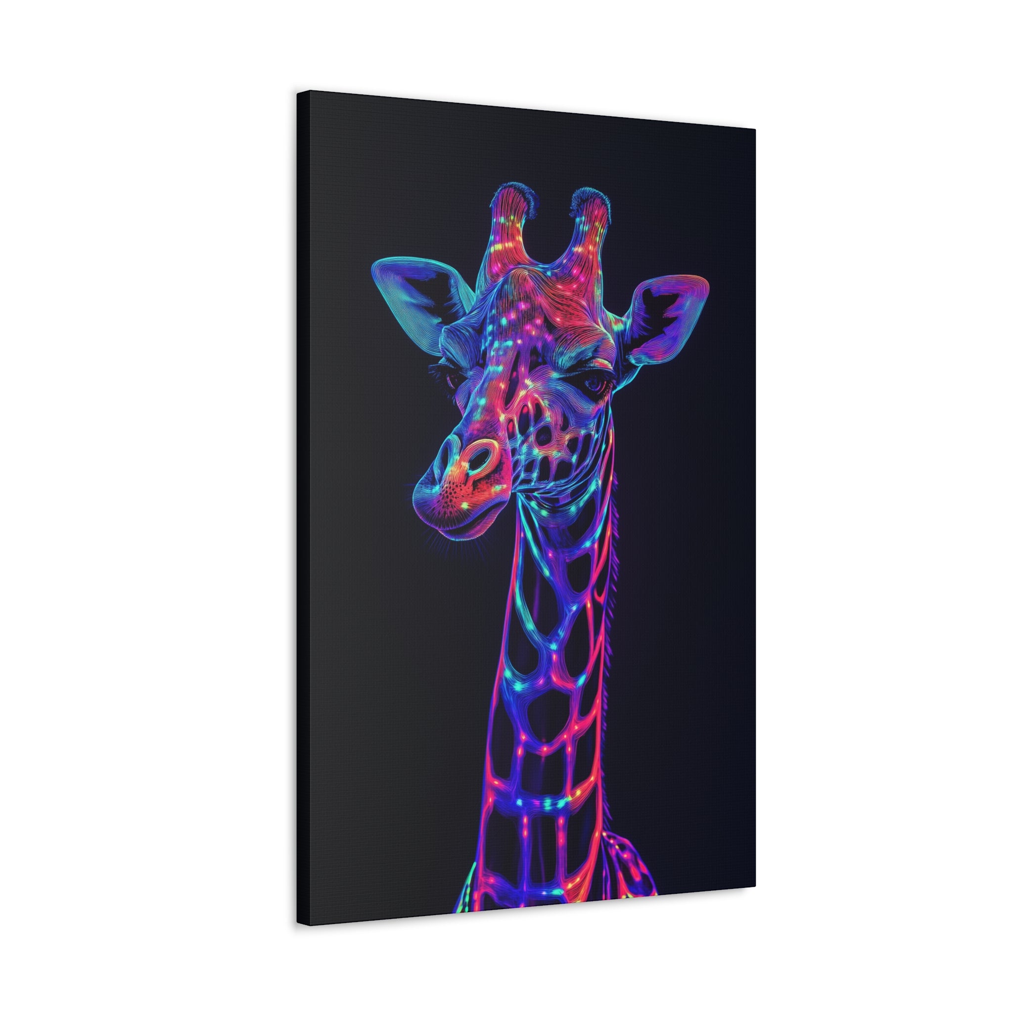 Neon Giraffe Canvas Wall Art - SynthFrame