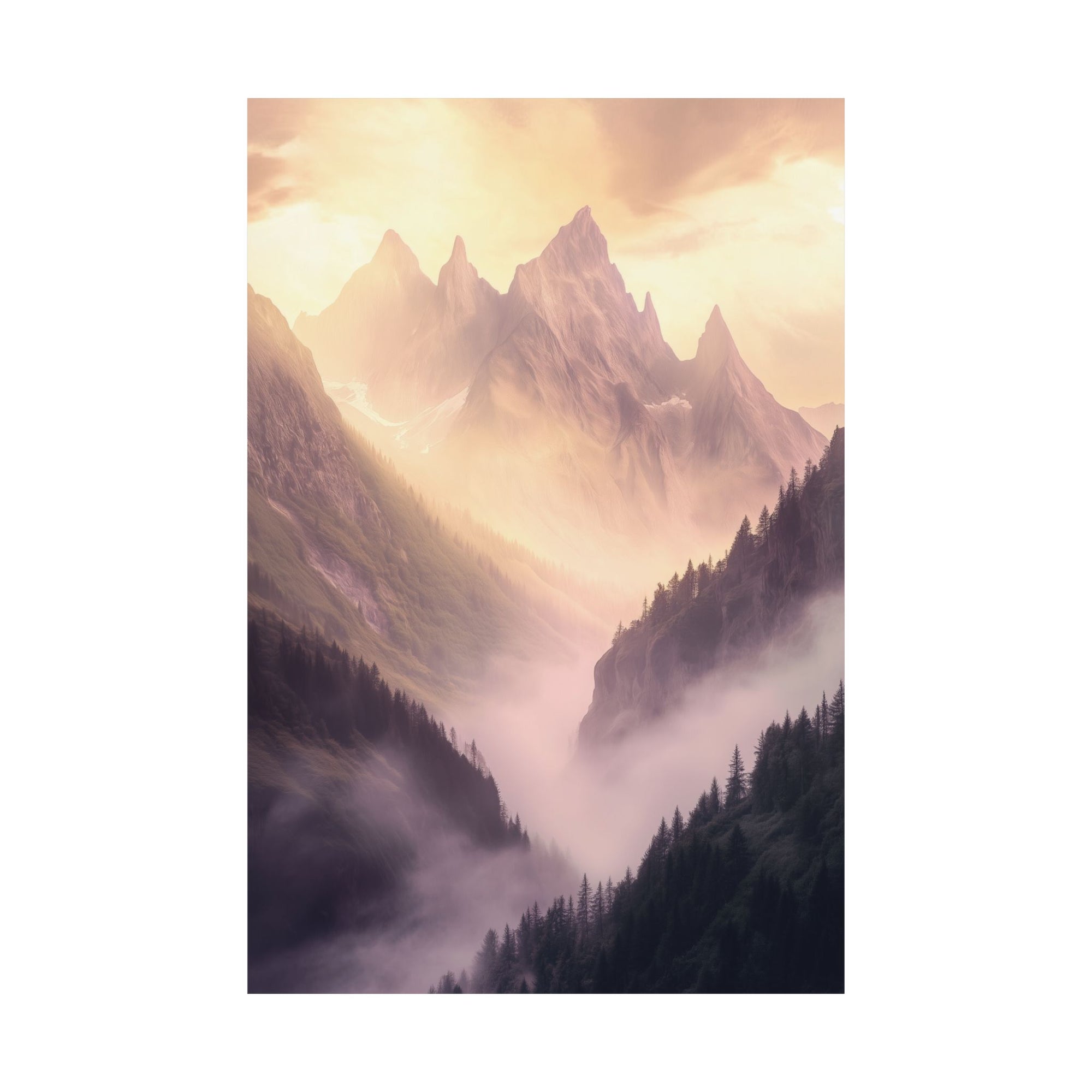 Misty Mountain Dreamscape Poster Wall Art - SynthFrame